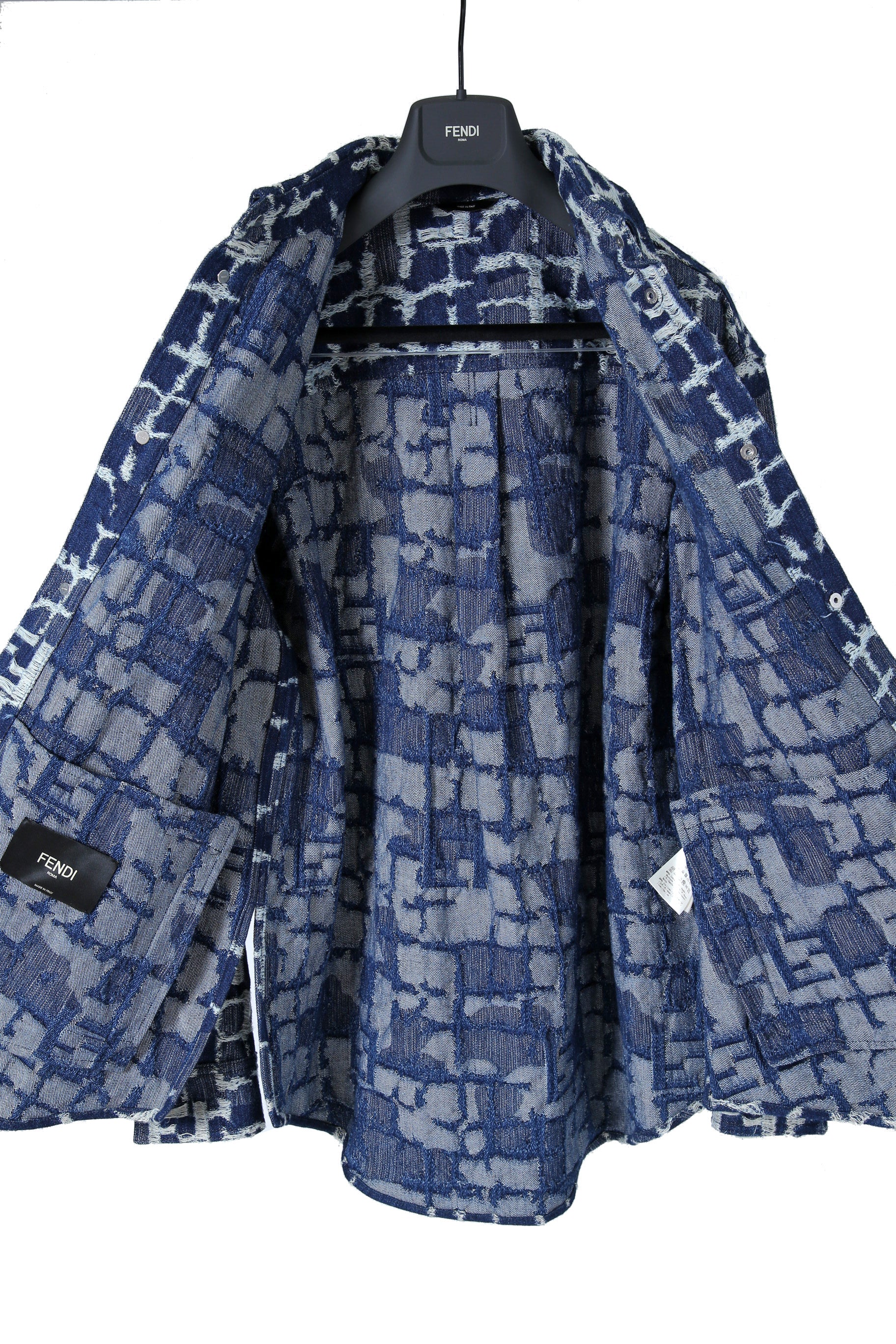 試着のみ FENDI フェンディ / 24SS FF柄 ジャガード織 デニム ジャケット / FW1292AR9N / size 46 (INDIGO) モノグラム