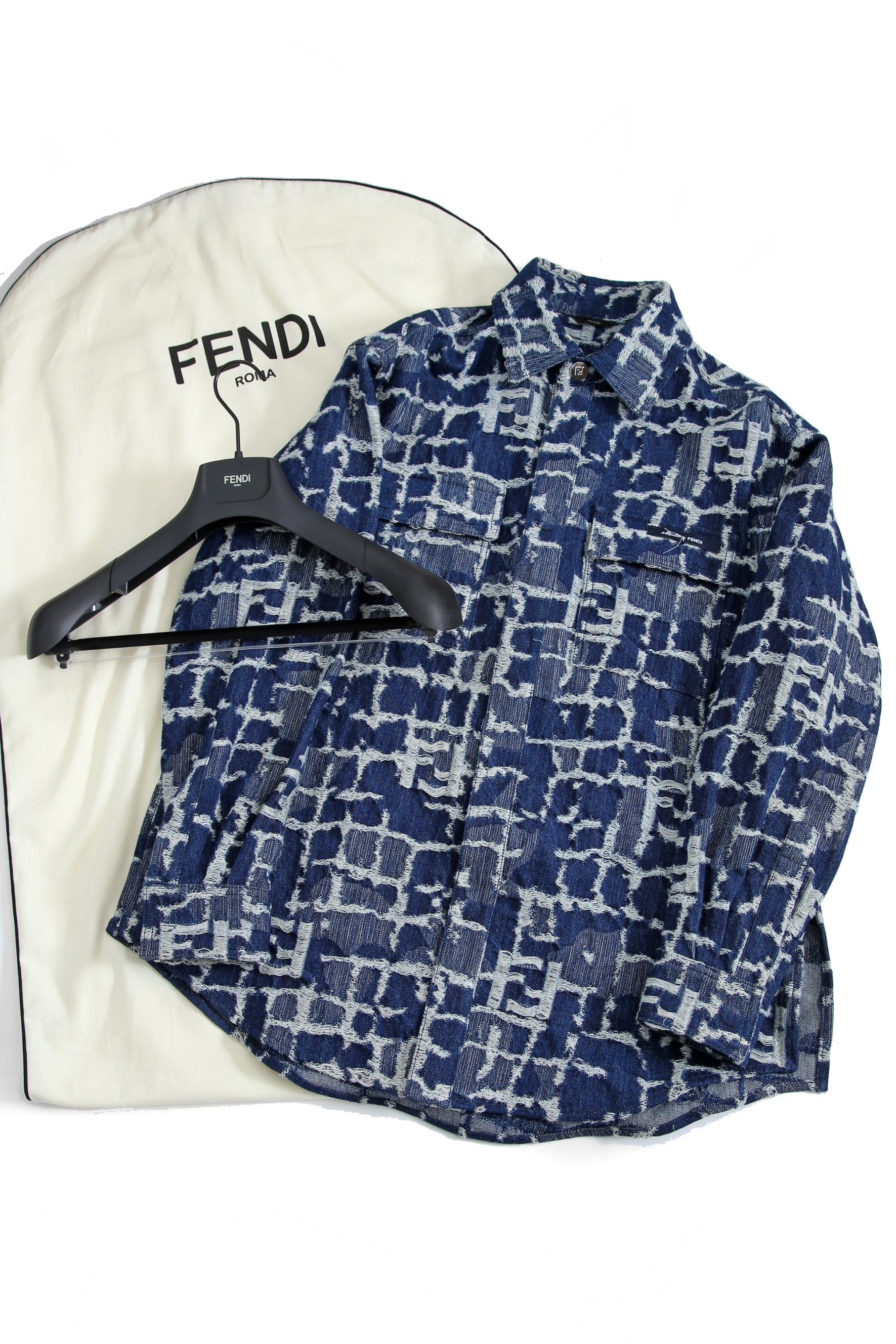 試着のみ FENDI フェンディ / 24SS FF柄 ジャガード織 デニム ジャケット / FW1292AR9N / size 46 (INDIGO) モノグラム
