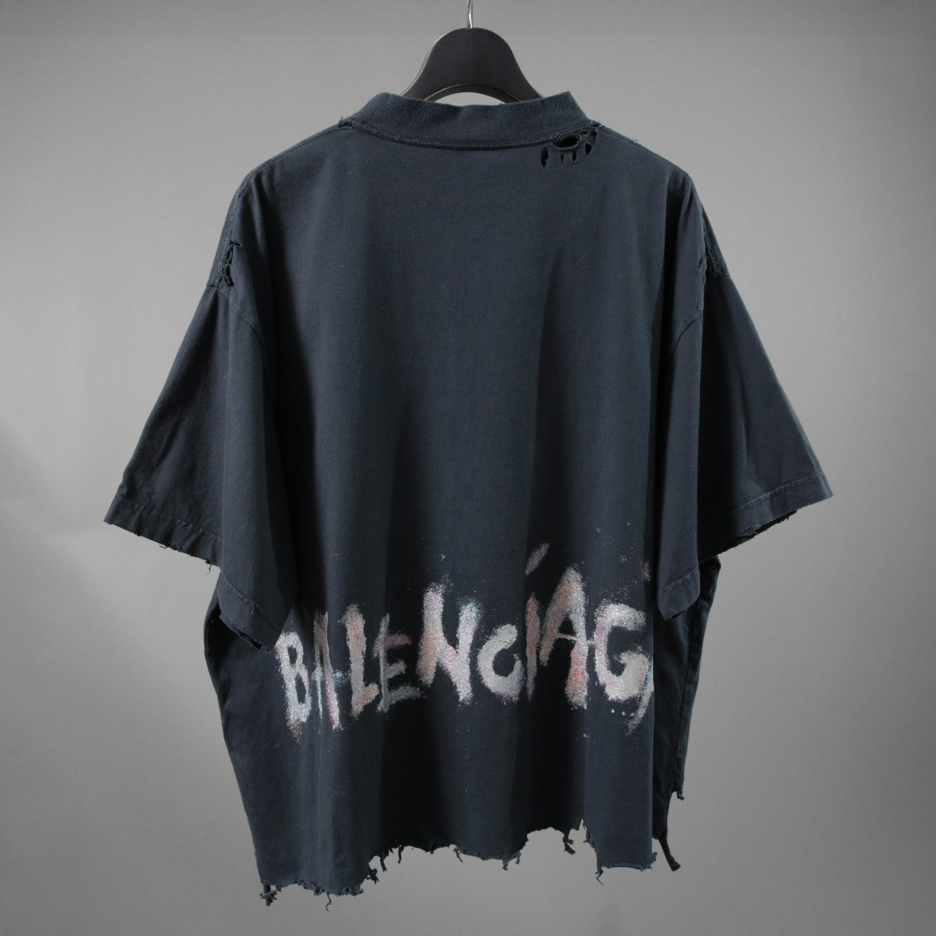 BALENCIAGA バレンシアガ / 24SS 美品 ネイルポリッシュ クロップド Tシャツ / 半袖 / size 2 (M) FADE BLACK ユニセックス