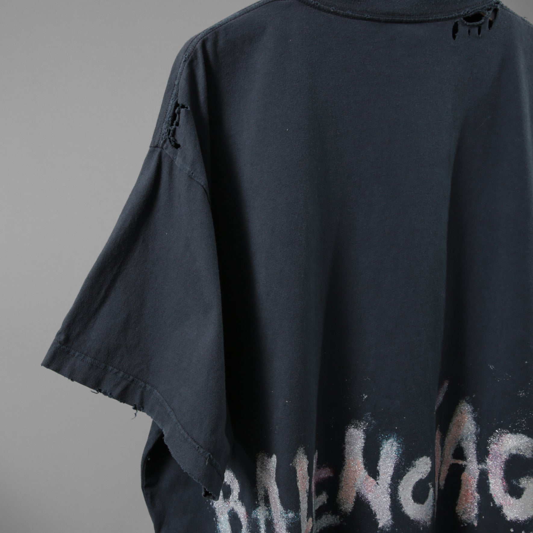 BALENCIAGA バレンシアガ / 24SS 美品 ネイルポリッシュ クロップド Tシャツ / 半袖 / size 2 (M) FADE BLACK ユニセックス