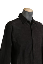 新品 イサムカタヤマバックラッシュ / 24SS JP WET WHITE CALF / REVERSE LEATHER SHIRT JACKET / Size M (BLACK)