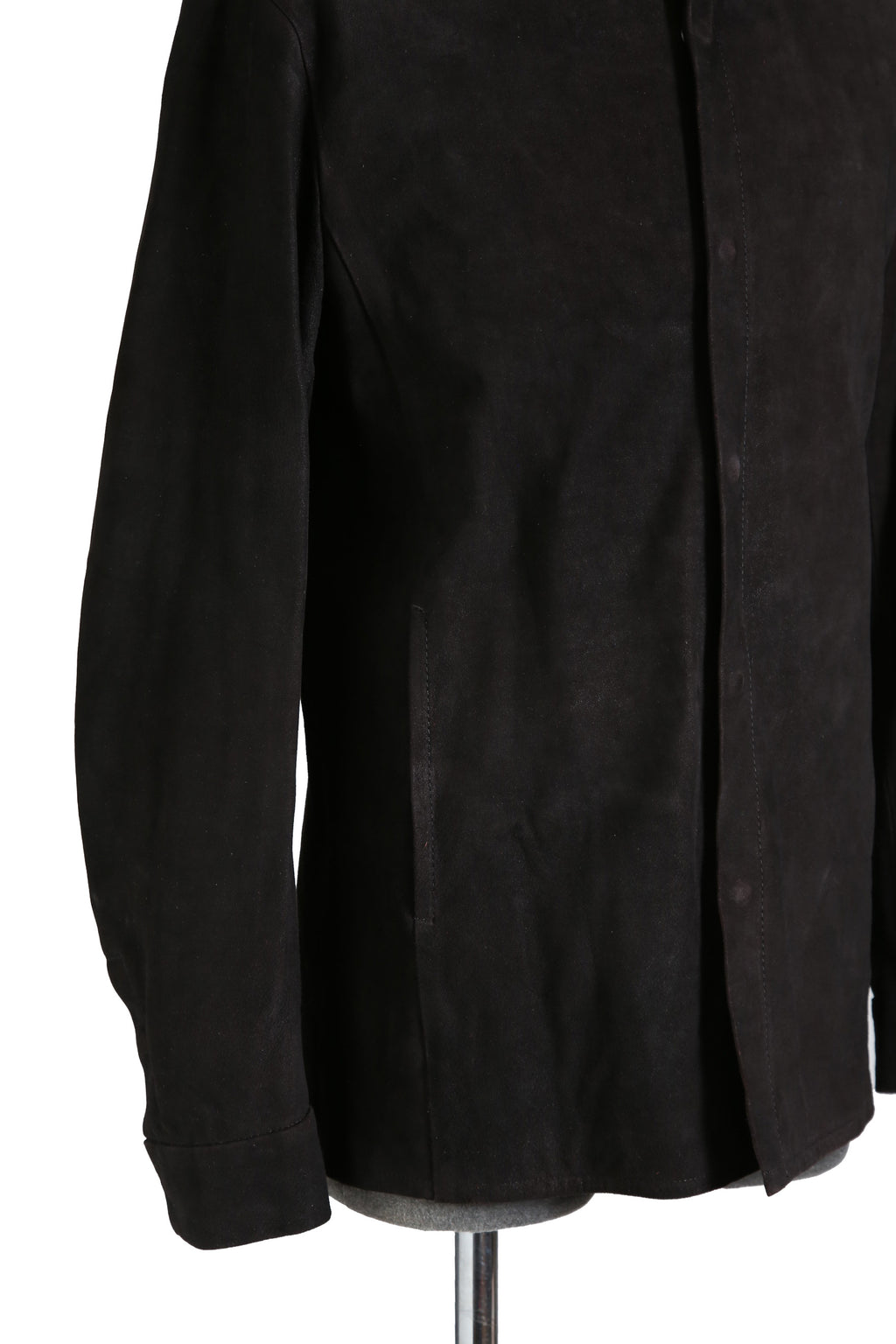 新品 イサムカタヤマバックラッシュ / 24SS JP WET WHITE CALF / REVERSE LEATHER SHIRT JACKET / Size M (BLACK)