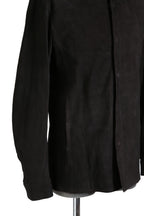 新品 イサムカタヤマバックラッシュ / 24SS JP WET WHITE CALF / REVERSE LEATHER SHIRT JACKET / Size M (BLACK)