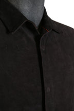 新品 イサムカタヤマバックラッシュ / 24SS JP WET WHITE CALF / REVERSE LEATHER SHIRT JACKET / Size M (BLACK)