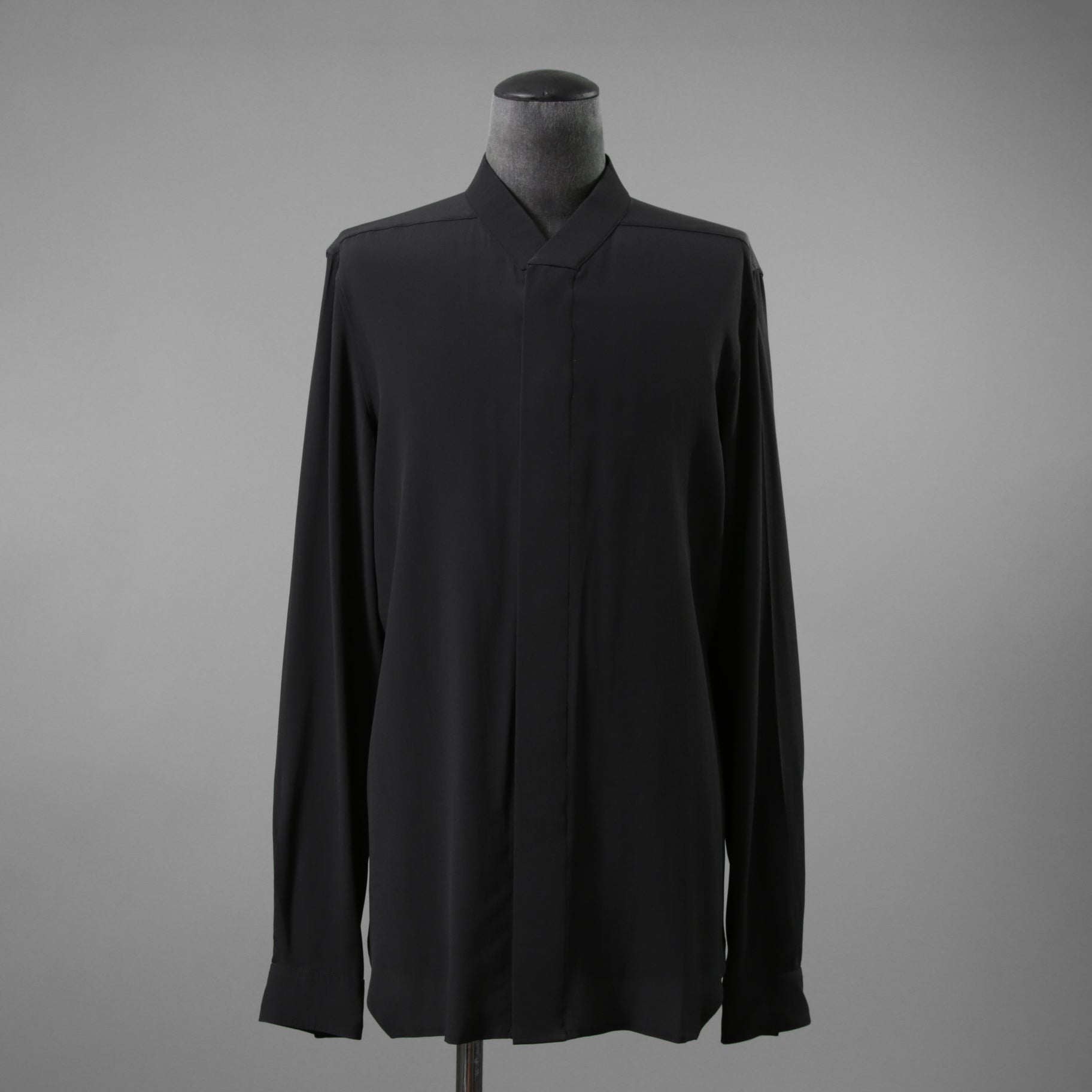 RICK OWENS リックオウエンス / 23FW LUXOR期 / 美品 シルクスナップ シャツ / 長袖シャツ / RU02C7290-CC / size 48 (BLACK)