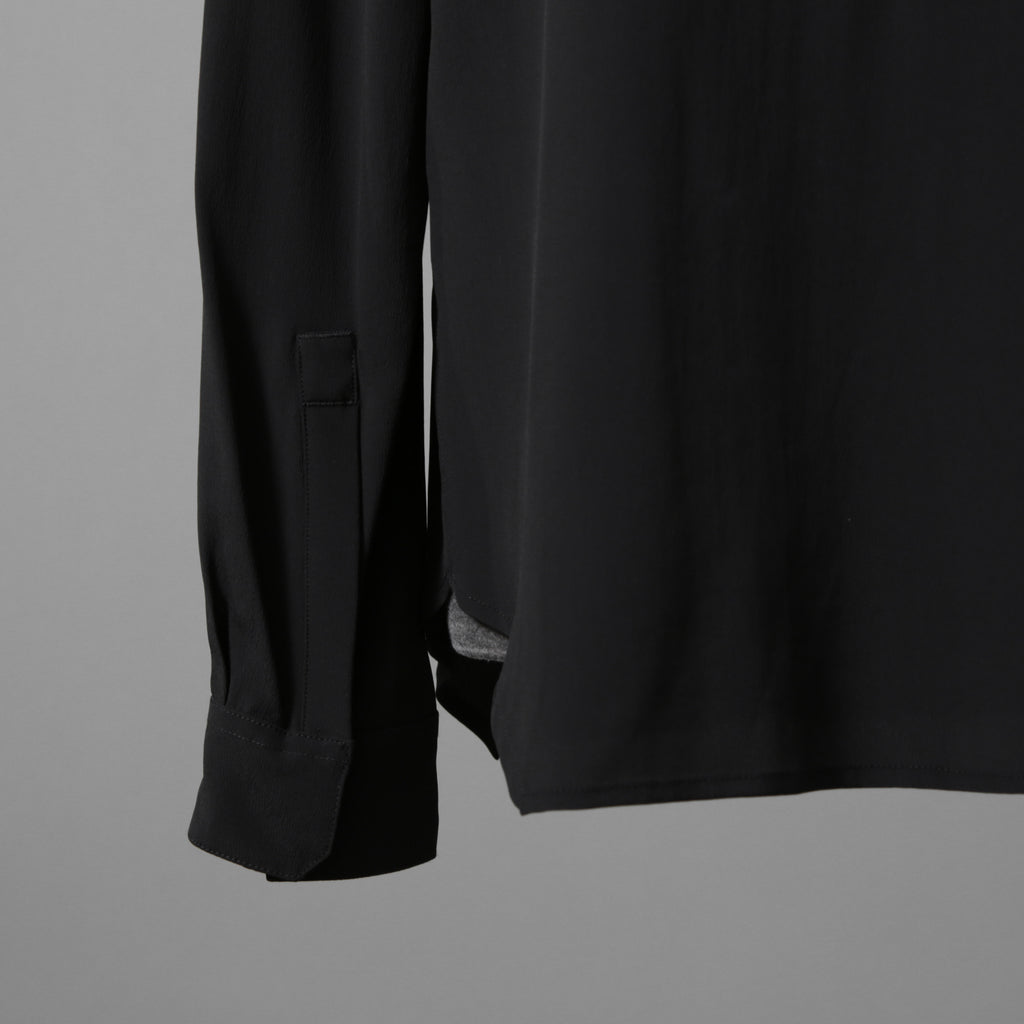 RICK OWENS リックオウエンス / 23FW LUXOR期 / 美品 シルクスナップ シャツ / 長袖シャツ / RU02C7290-CC / size 48 (BLACK)