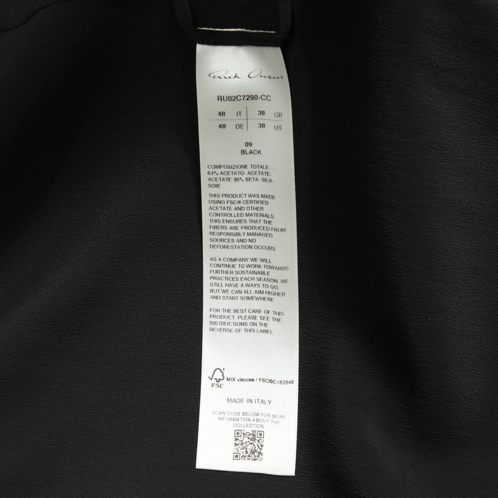 RICK OWENS リックオウエンス / 23FW LUXOR期 / 美品 シルクスナップ シャツ / 長袖シャツ / RU02C7290-CC / size 48 (BLACK)