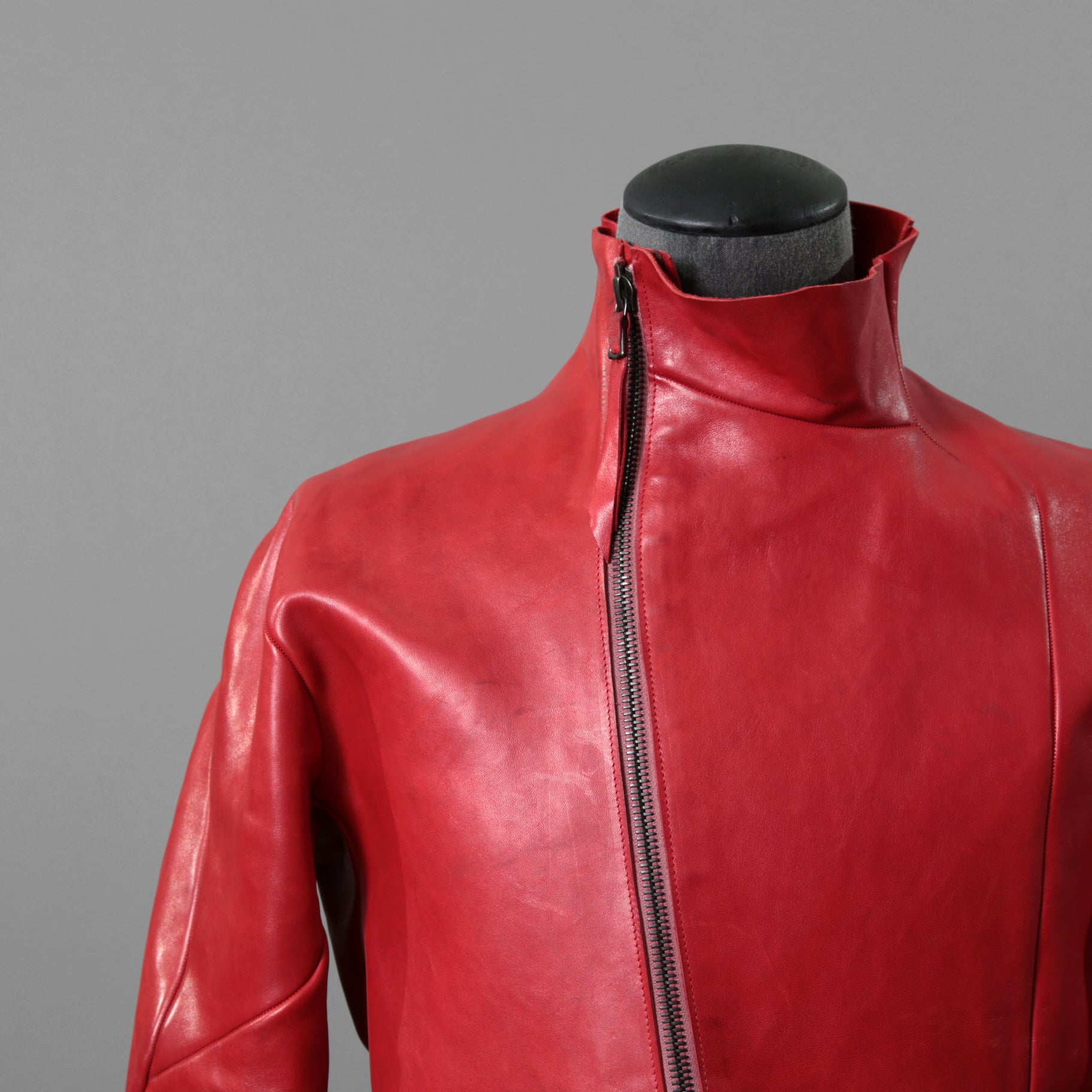 超希少カラー 未使用 LEON EMANUEL BLANCK レオンエマニュエルブランク / Distortion Aviator Jacket / GUIDI Horse Leather / size 48 (RED) レザー ジャケット