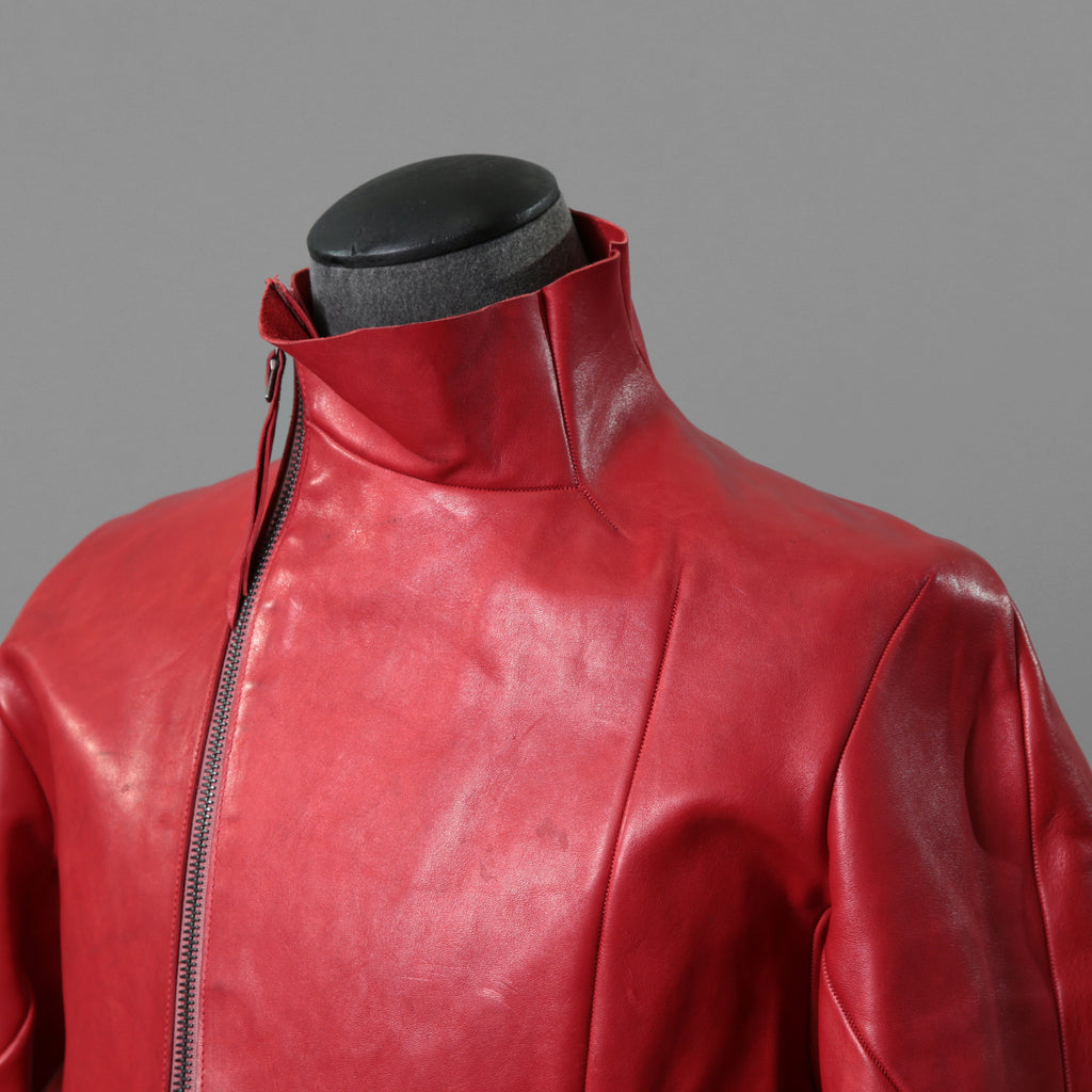 超希少カラー 未使用 LEON EMANUEL BLANCK レオンエマニュエルブランク / Distortion Aviator Jacket / GUIDI Horse Leather / size 48 (RED) レザー ジャケット