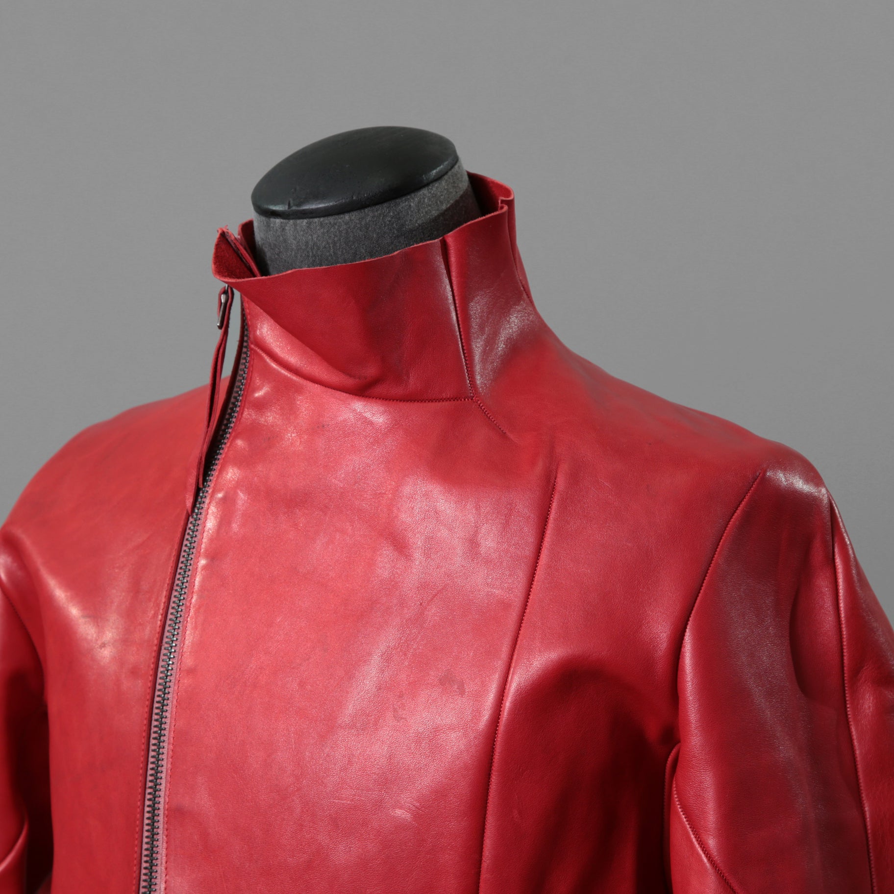 超希少カラー 未使用 LEON EMANUEL BLANCK レオンエマニュエルブランク / Distortion Aviator Jacket / GUIDI Horse Leather / size 48 (RED) レザー ジャケット