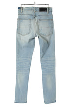 美品 AMIRI アミリ / MX1 バンダナ 蛇腹 リペア加工 ストレッチ デニム スキニー パンツ / size 28 (XS) LIGHT INDIGO