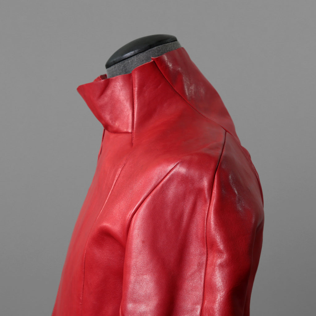超希少カラー 未使用 LEON EMANUEL BLANCK レオンエマニュエルブランク / Distortion Aviator Jacket / GUIDI Horse Leather / size 48 (RED) レザー ジャケット
