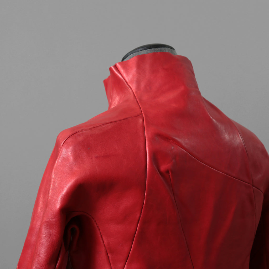 超希少カラー 未使用 LEON EMANUEL BLANCK レオンエマニュエルブランク / Distortion Aviator Jacket / GUIDI Horse Leather / size 48 (RED) レザー ジャケット