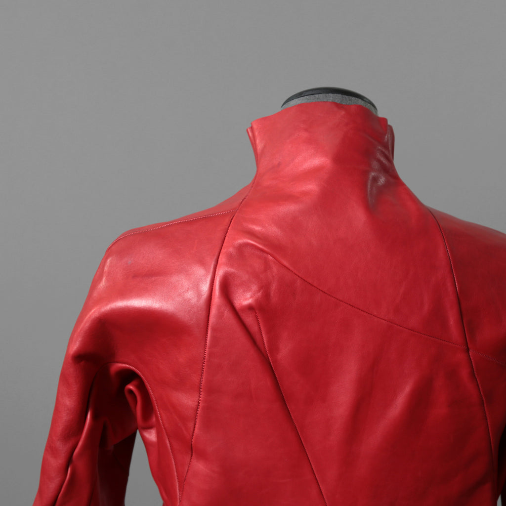 超希少カラー 未使用 LEON EMANUEL BLANCK レオンエマニュエルブランク / Distortion Aviator Jacket / GUIDI Horse Leather / size 48 (RED) レザー ジャケット