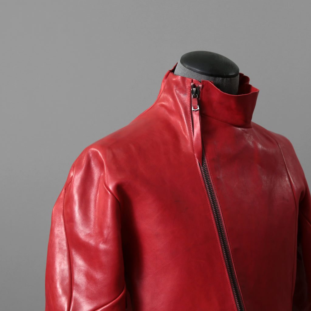 超希少カラー 未使用 LEON EMANUEL BLANCK レオンエマニュエルブランク / Distortion Aviator Jacket / GUIDI Horse Leather / size 48 (RED) レザー ジャケット
