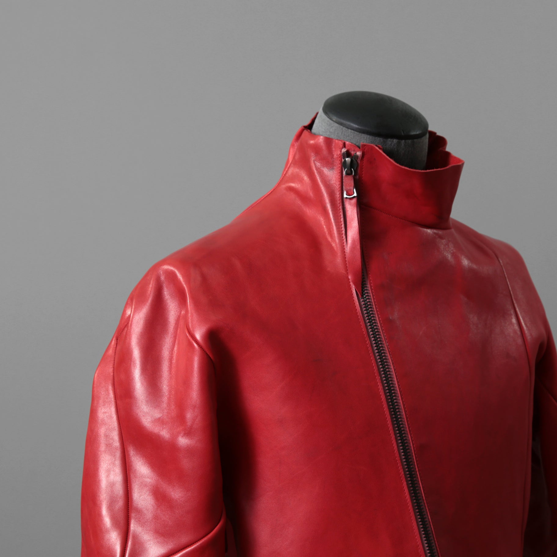 超希少カラー 未使用 LEON EMANUEL BLANCK レオンエマニュエルブランク / Distortion Aviator Jacket / GUIDI Horse Leather / size 48 (RED) レザー ジャケット