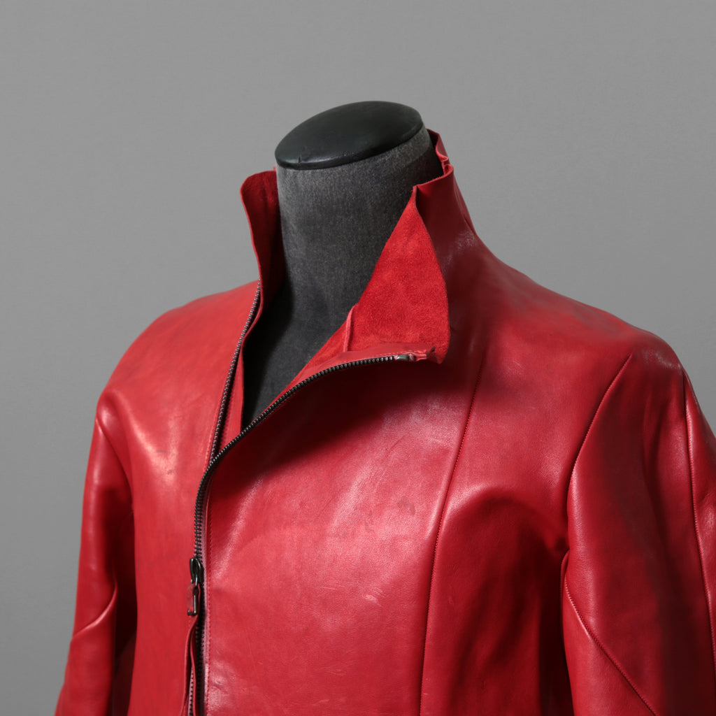 超希少カラー 未使用 LEON EMANUEL BLANCK レオンエマニュエルブランク / Distortion Aviator Jacket / GUIDI Horse Leather / size 48 (RED) レザー ジャケット