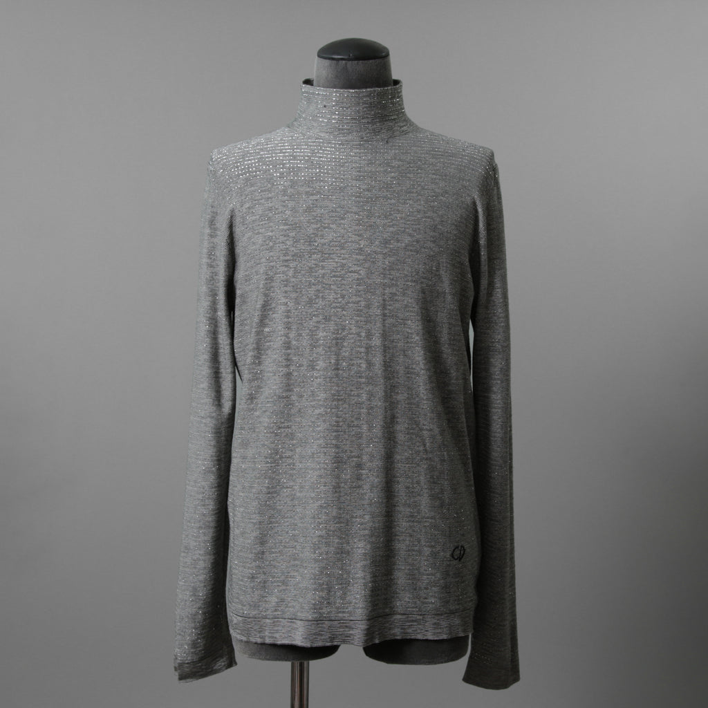 Dior ディオール / 19AW CD刺繍 ラメボーダーニット / 長袖ニット / 943M665AT050 / size M (GRAY)