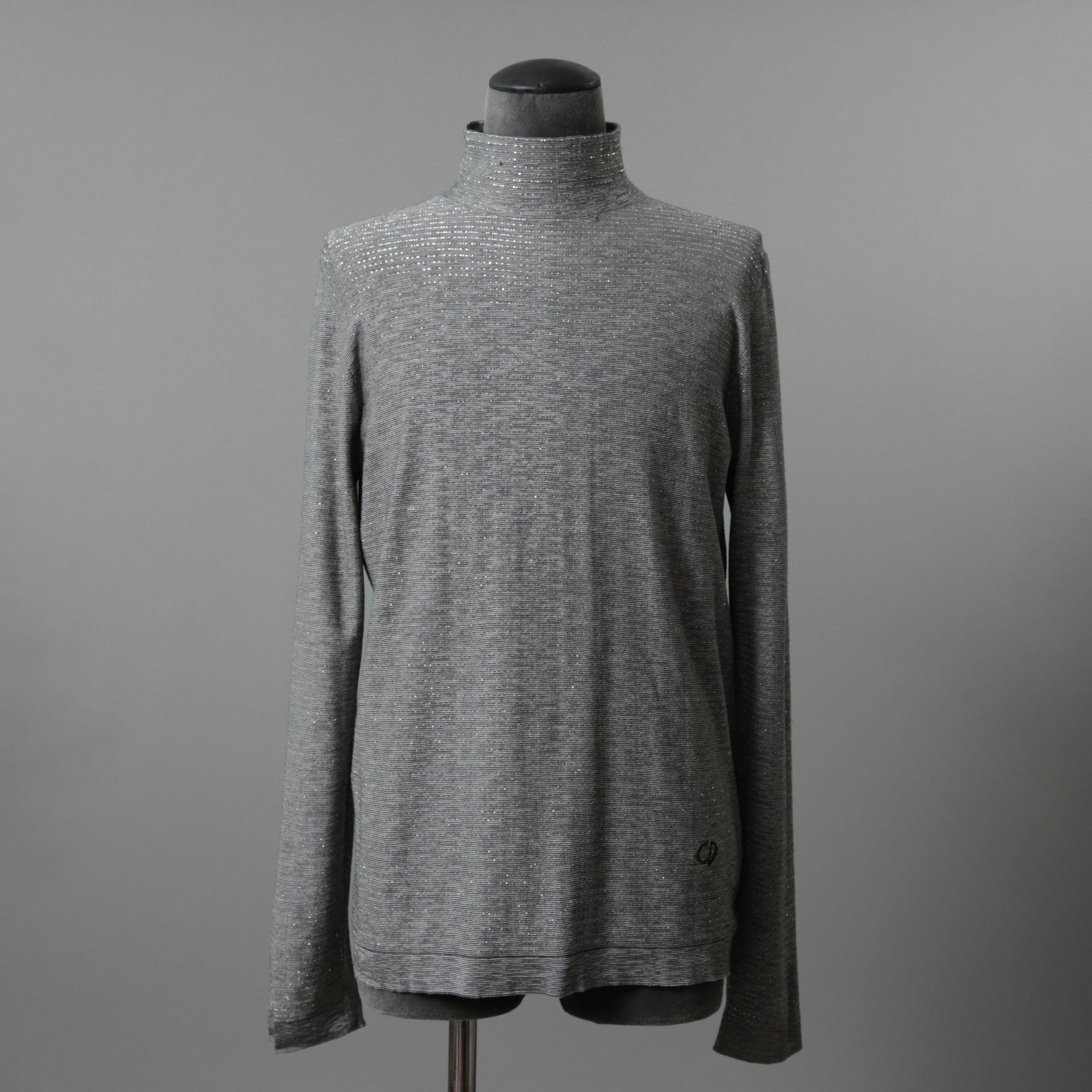 Dior ディオール / 19AW CD刺繍 ラメボーダーニット / 長袖ニット / 943M665AT050 / size M (GRAY)