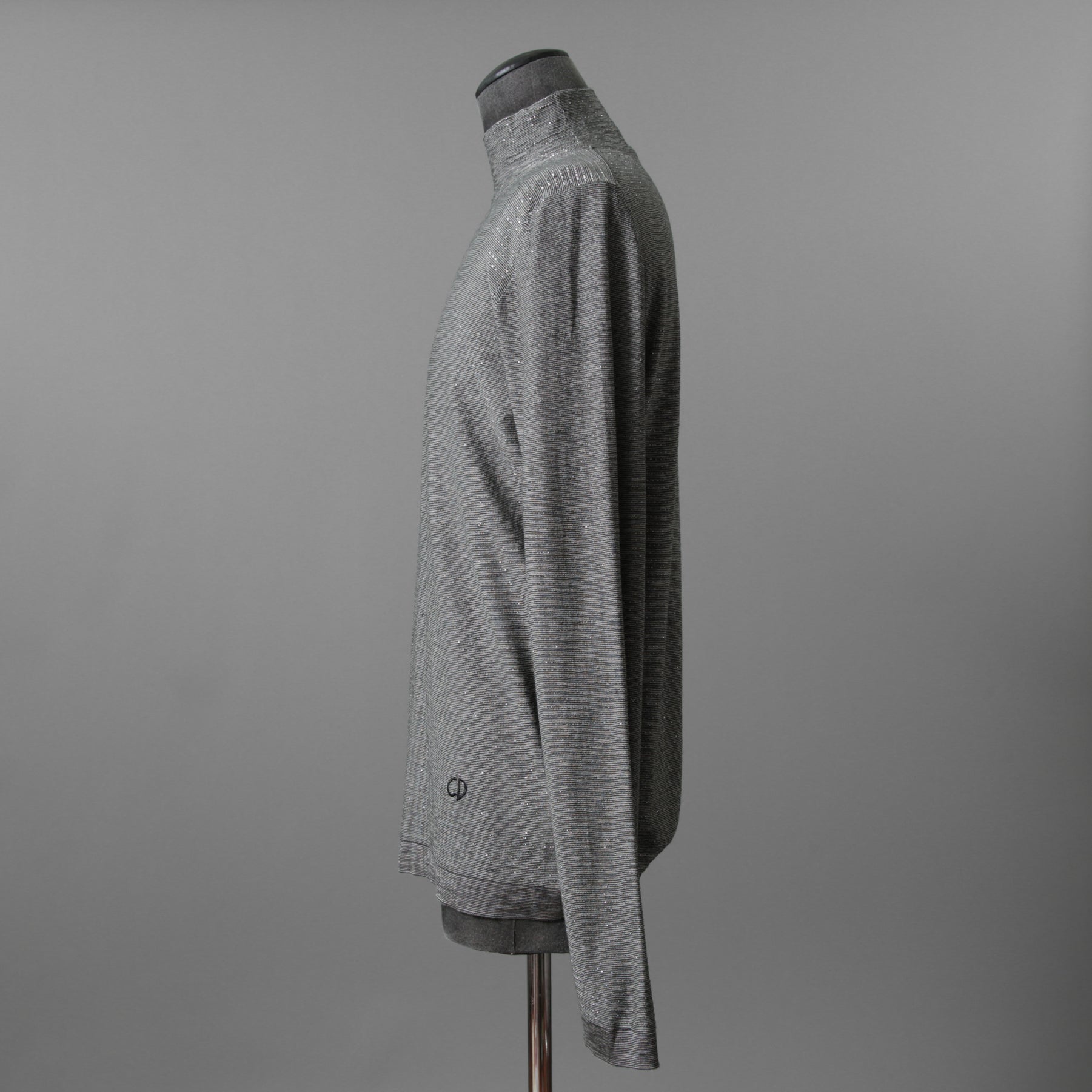 Dior ディオール / 19AW CD刺繍 ラメボーダーニット / 長袖ニット / 943M665AT050 / size M (GRAY)