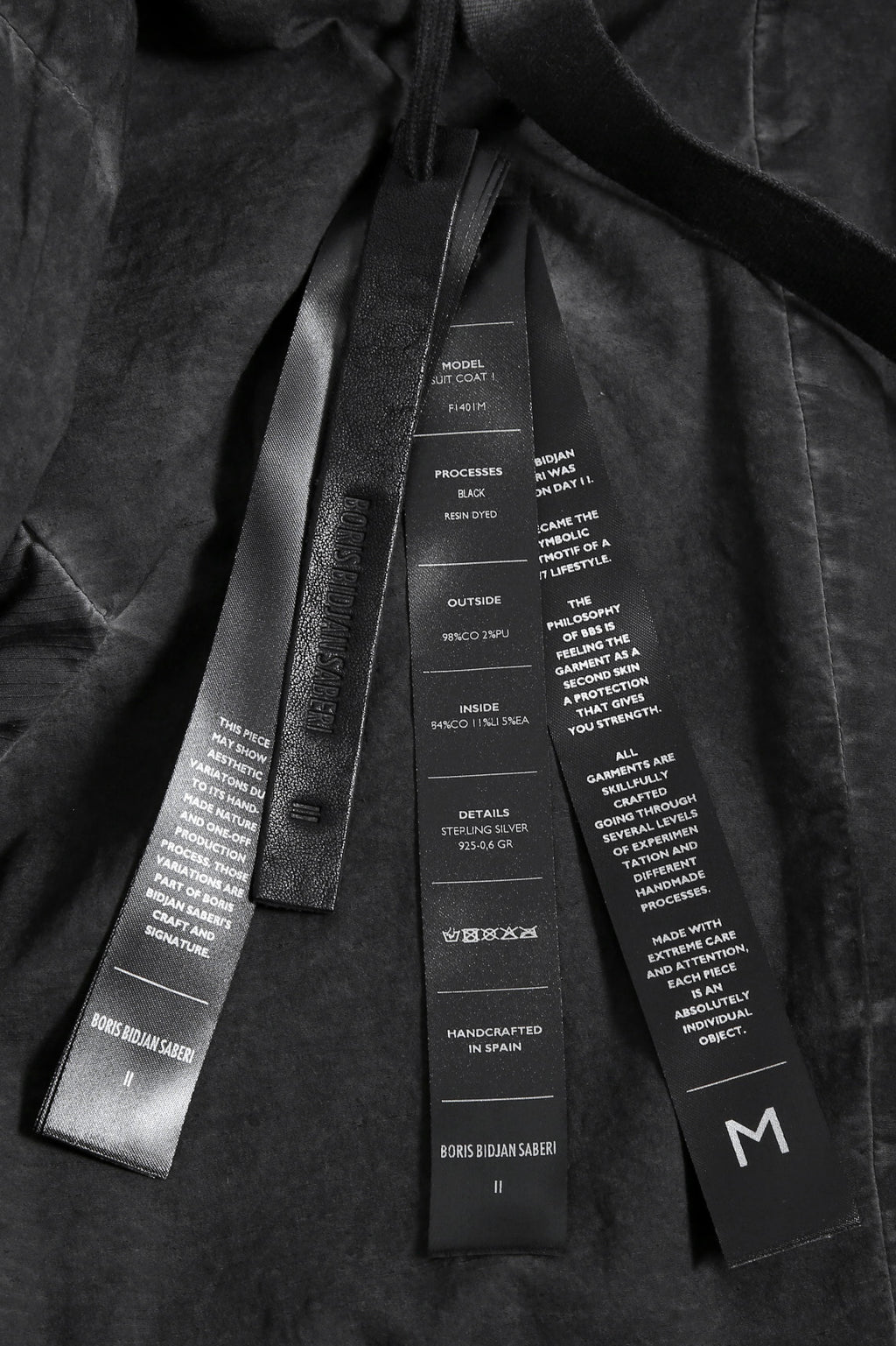 新品 付属品完備 BORIS BIDJAN SABERI ボリスビジャンサベリ / 24AW / F1401M SUIT COAT 1 / RESIN DYED / COAT / size M (BLACK) コート