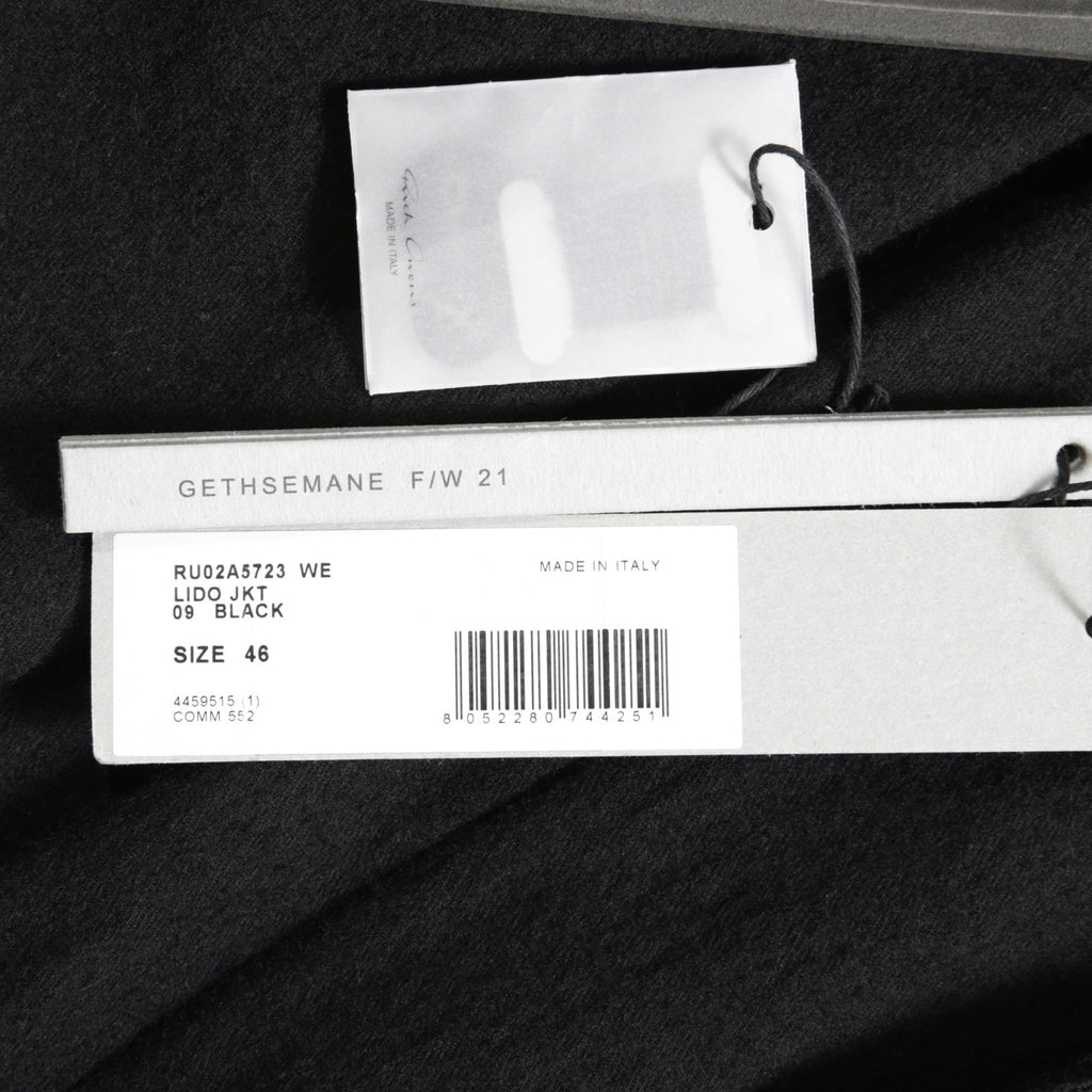 Rick Owens リックオウエンス / 21FW GETHSEMANE / 美品 LIDO JACKET / コットンウール フランネル / RU02A5723-WCF / size 46 (BLACK)