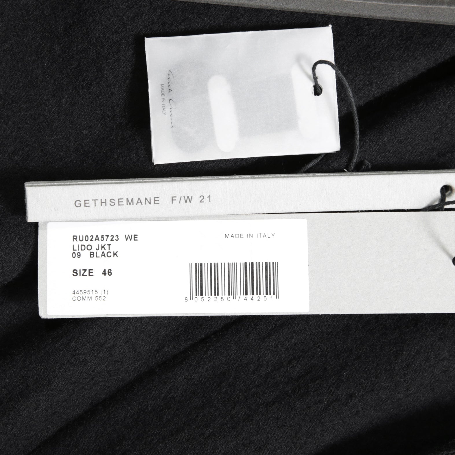 Rick Owens リックオウエンス / 21FW GETHSEMANE / 美品 LIDO JACKET / コットンウール フランネル / RU02A5723-WCF / size 46 (BLACK)