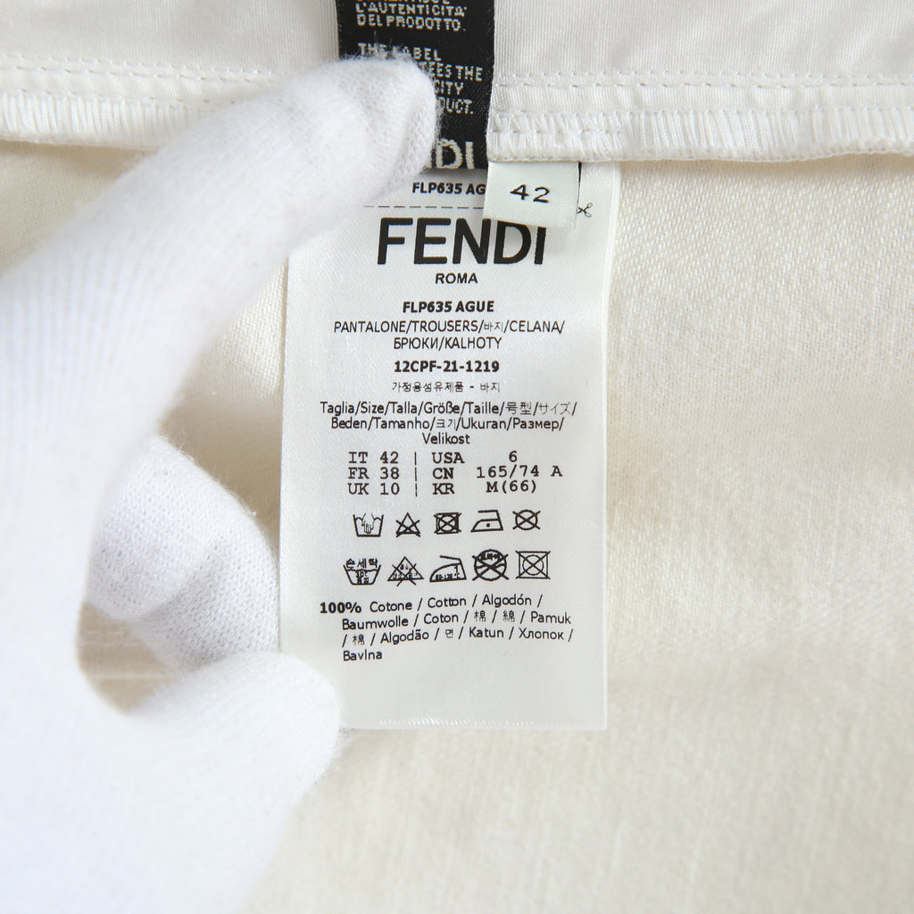 極上美品 FENDI フェンディ / 21SS カーリグラフィー ハイウエスト デニム ショートパンツ タック入り / FLP635 AGUE / size 42 (XL) WHITE