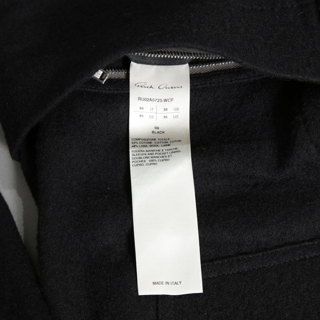 Rick Owens リックオウエンス / 21FW GETHSEMANE / 美品 LIDO JACKET / コットンウール フランネル / RU02A5723-WCF / size 46 (BLACK)