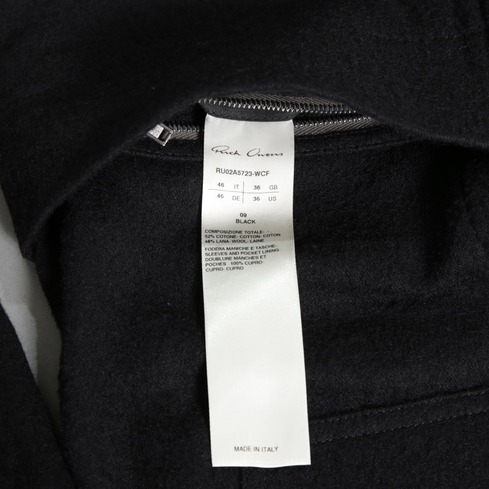 Rick Owens リックオウエンス / 21FW GETHSEMANE / 美品 LIDO JACKET / コットンウール フランネル / RU02A5723-WCF / size 46 (BLACK)