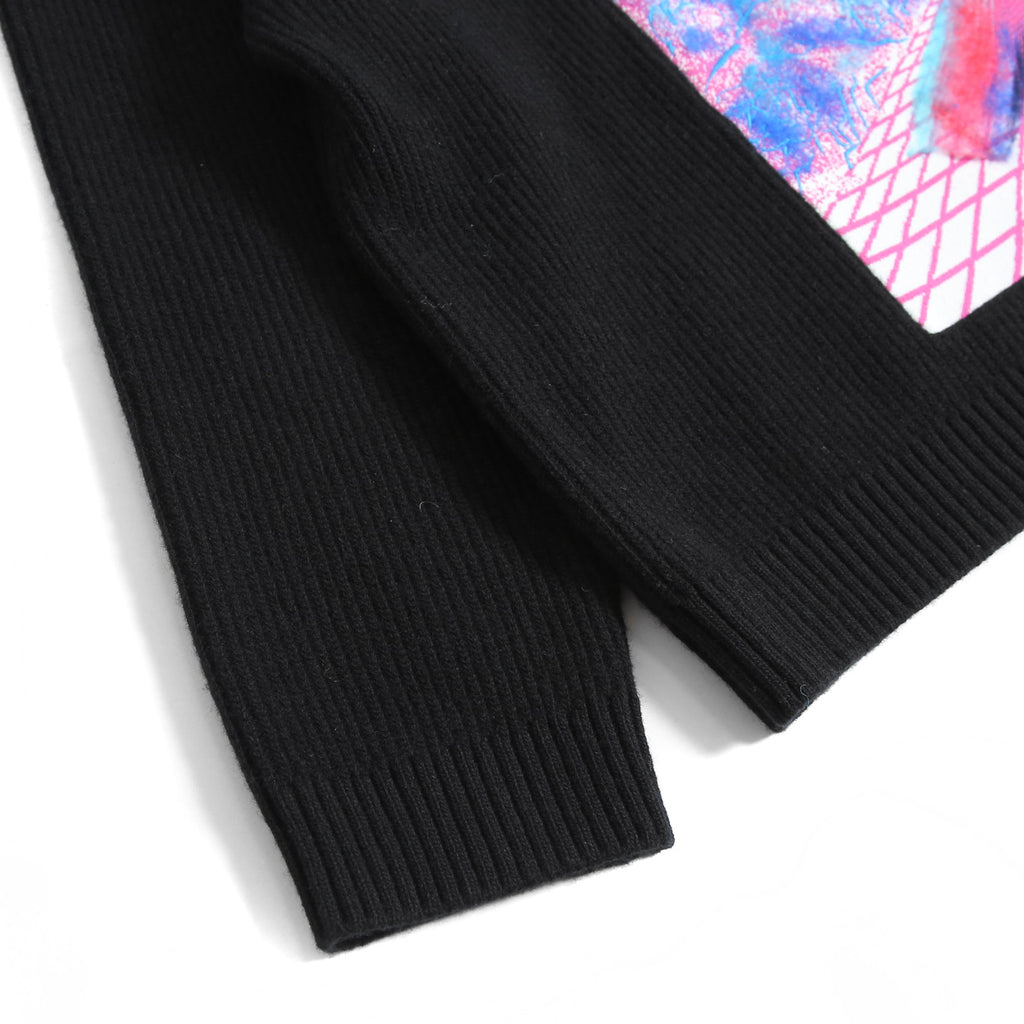 新品 Valentino Galavani ヴァレンティノ 22AW バーチャルランナー エンブロイダリー ウール ニット パーカー XV3KC19B84Y / size M BLACK