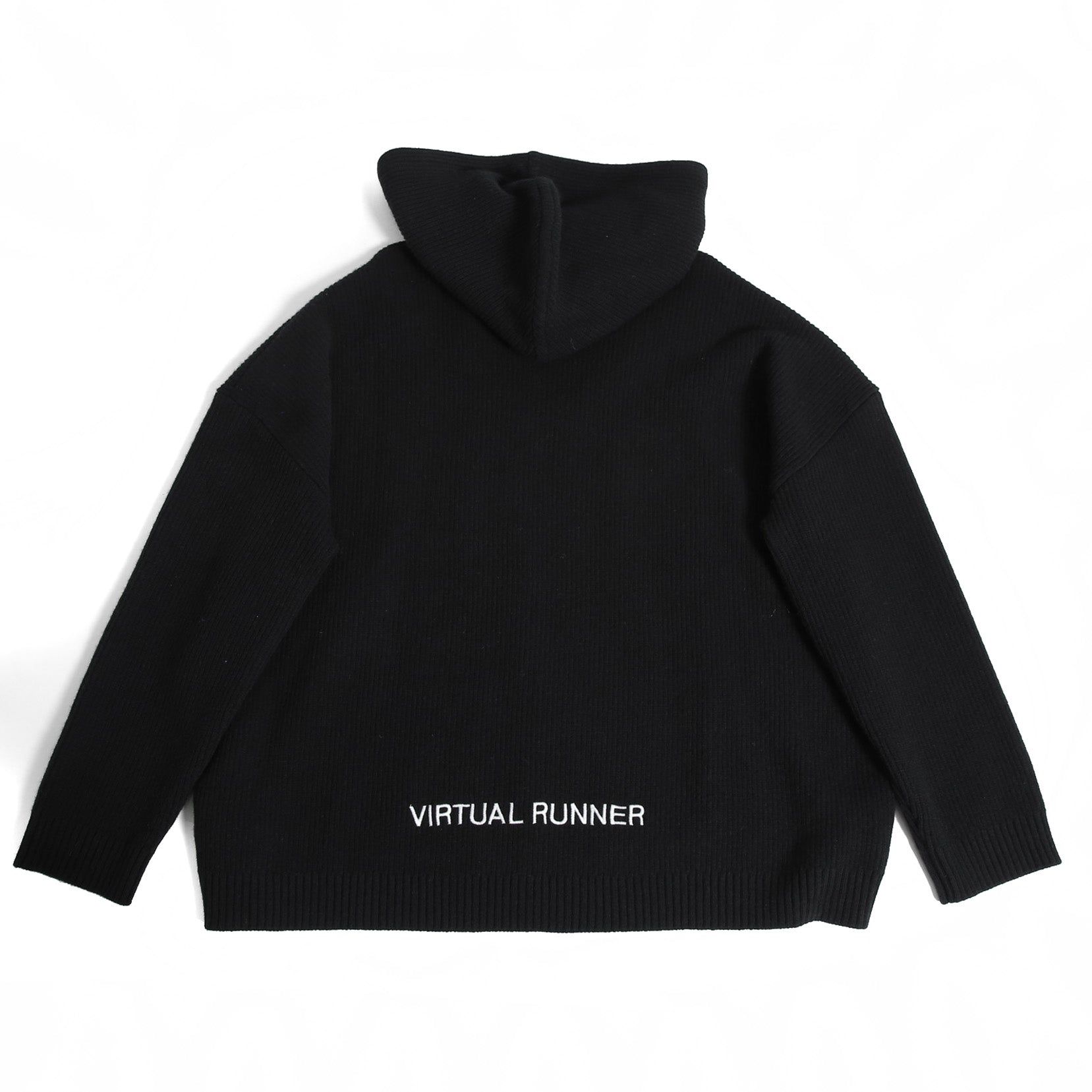 新品 Valentino Galavani ヴァレンティノ 22AW バーチャルランナー エンブロイダリー ウール ニット パーカー XV3KC19B84Y / size M BLACK