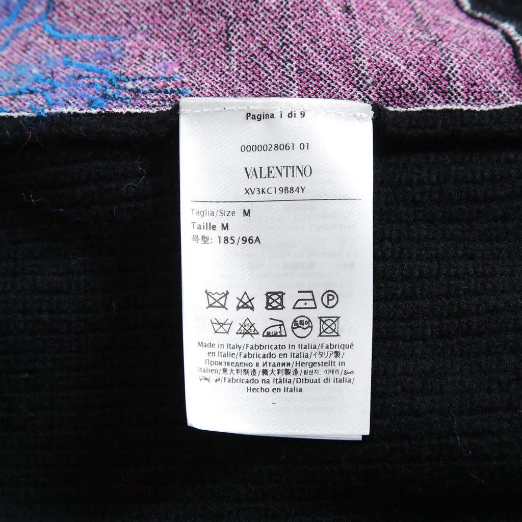 新品 Valentino Galavani ヴァレンティノ 22AW バーチャルランナー エンブロイダリー ウール ニット パーカー XV3KC19B84Y / size M BLACK