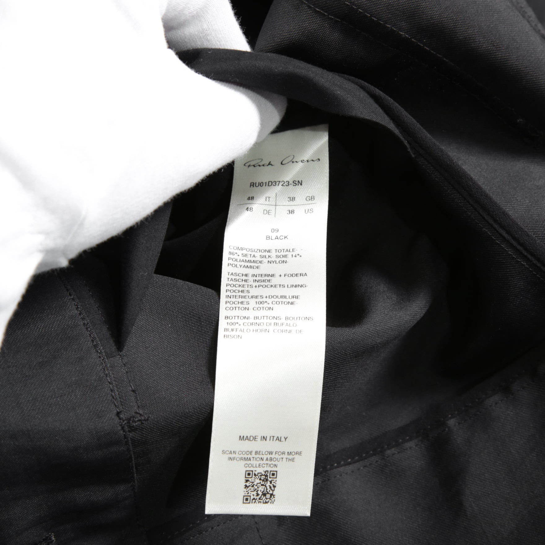 Rick Owens リックオウエンス / 24SS LIDO / 美品 FOGPOCKET BLAZER / シルク混 / RU01D3723-SN / size 48 (BLACK) ジャケット