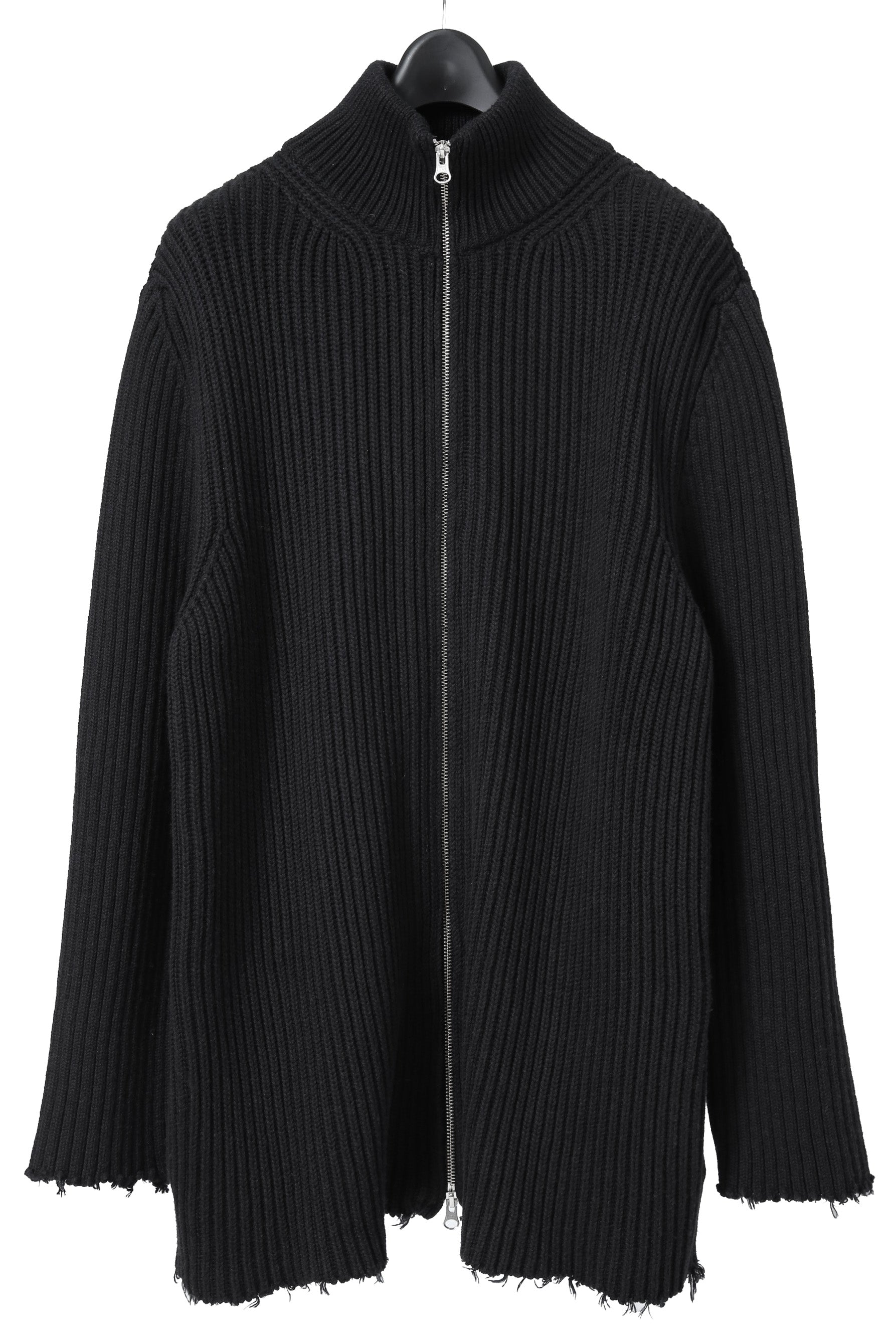 美品 MM6 エムエムシックス マルジェラ / ダメージ ドライバーズ ニット/ セーター 厚手 / S52GP0137 / size S (BLACK)