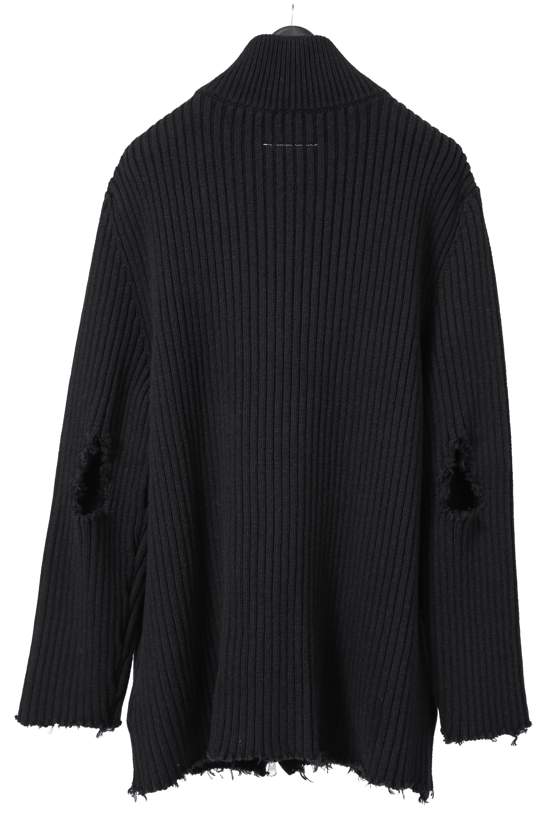 美品 MM6 エムエムシックス マルジェラ / ダメージ ドライバーズ ニット/ セーター 厚手 / S52GP0137 / size S (BLACK)