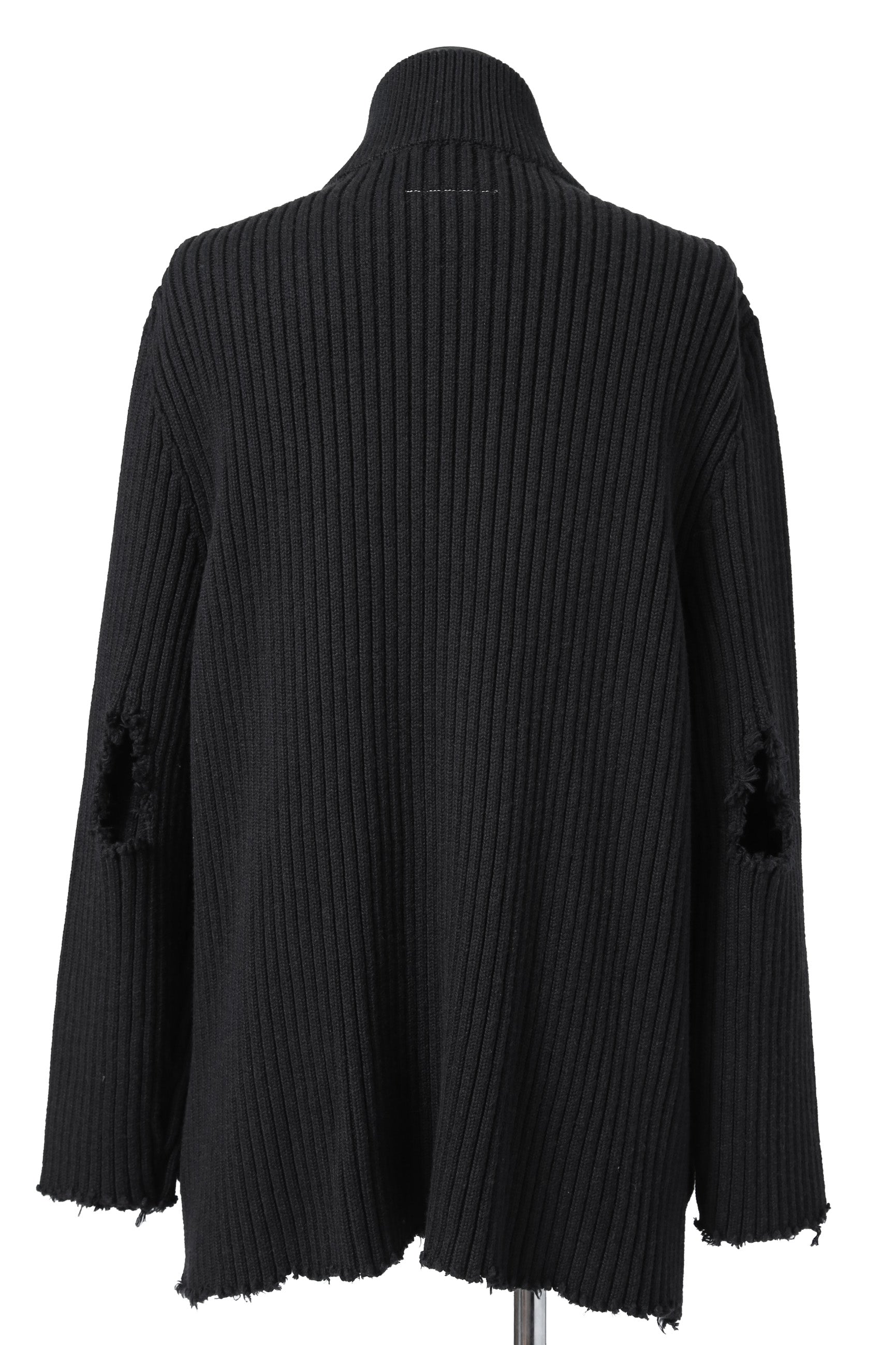 美品 MM6 エムエムシックス マルジェラ / ダメージ ドライバーズ ニット/ セーター 厚手 / S52GP0137 / size S (BLACK)