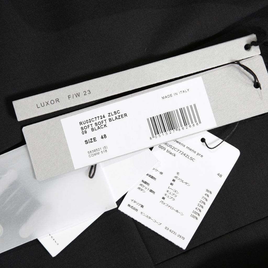 Rick Owens リックオエンス / 23FW LUXOR / 美品 FOG PCKET SOFT BLEZER / RU02C7724-ZLSC / size 48 (BLACK)