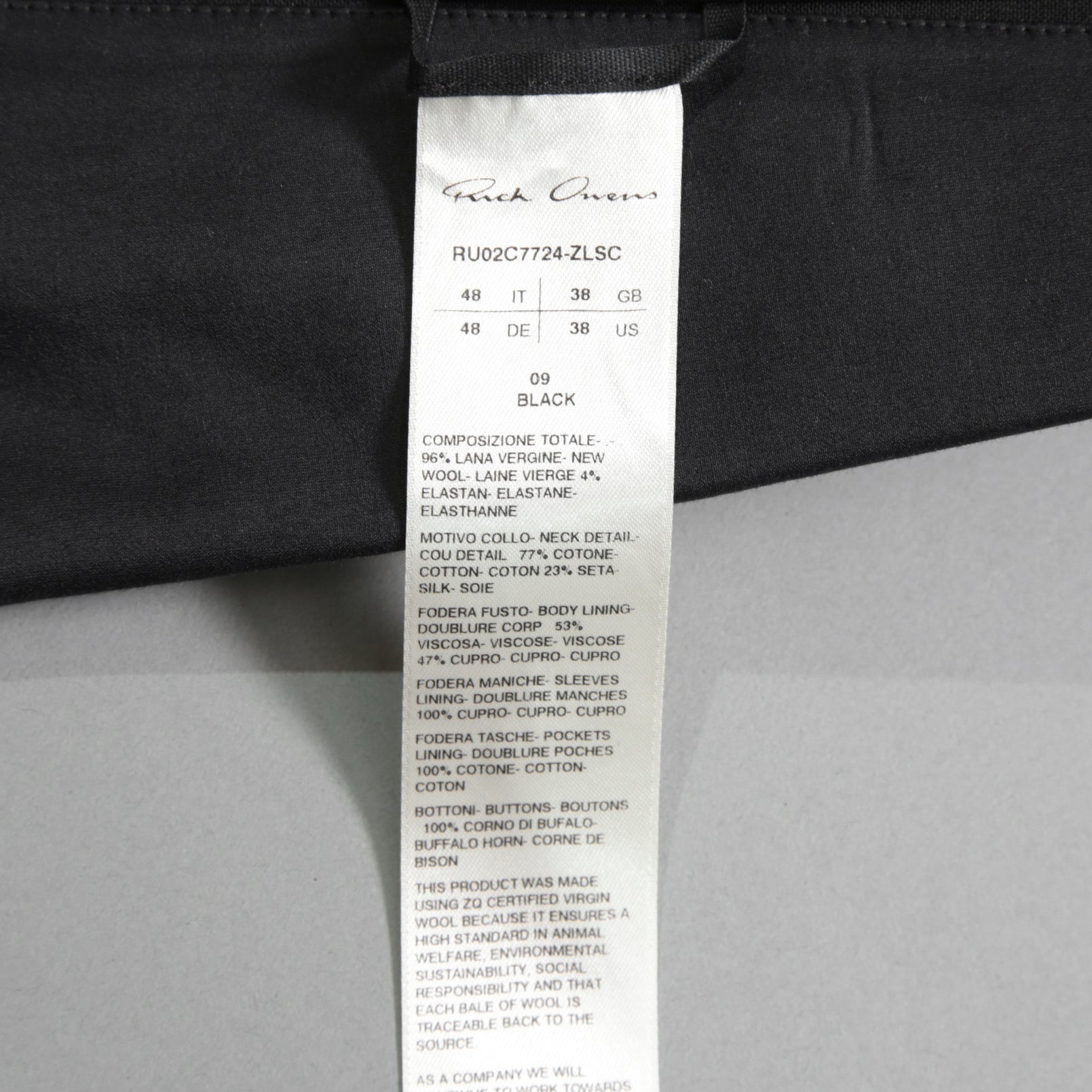 Rick Owens リックオエンス / 23FW LUXOR / 美品 FOG PCKET SOFT BLEZER / RU02C7724-ZLSC / size 48 (BLACK)