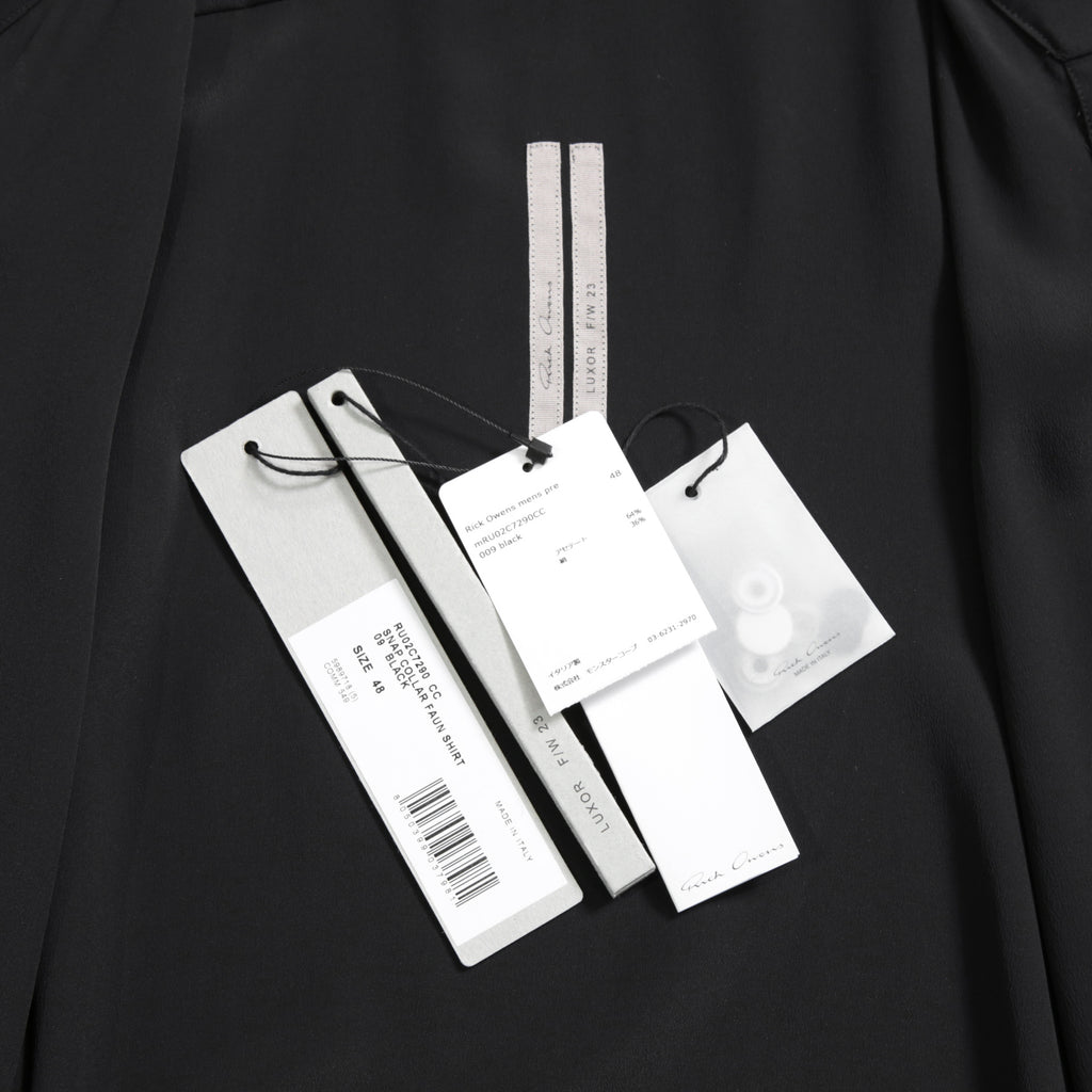RICK OWENS リックオウエンス / 23FW LUXOR期 / 美品 シルクスナップ シャツ / 長袖シャツ / RU02C7290-CC / size 48 (BLACK)