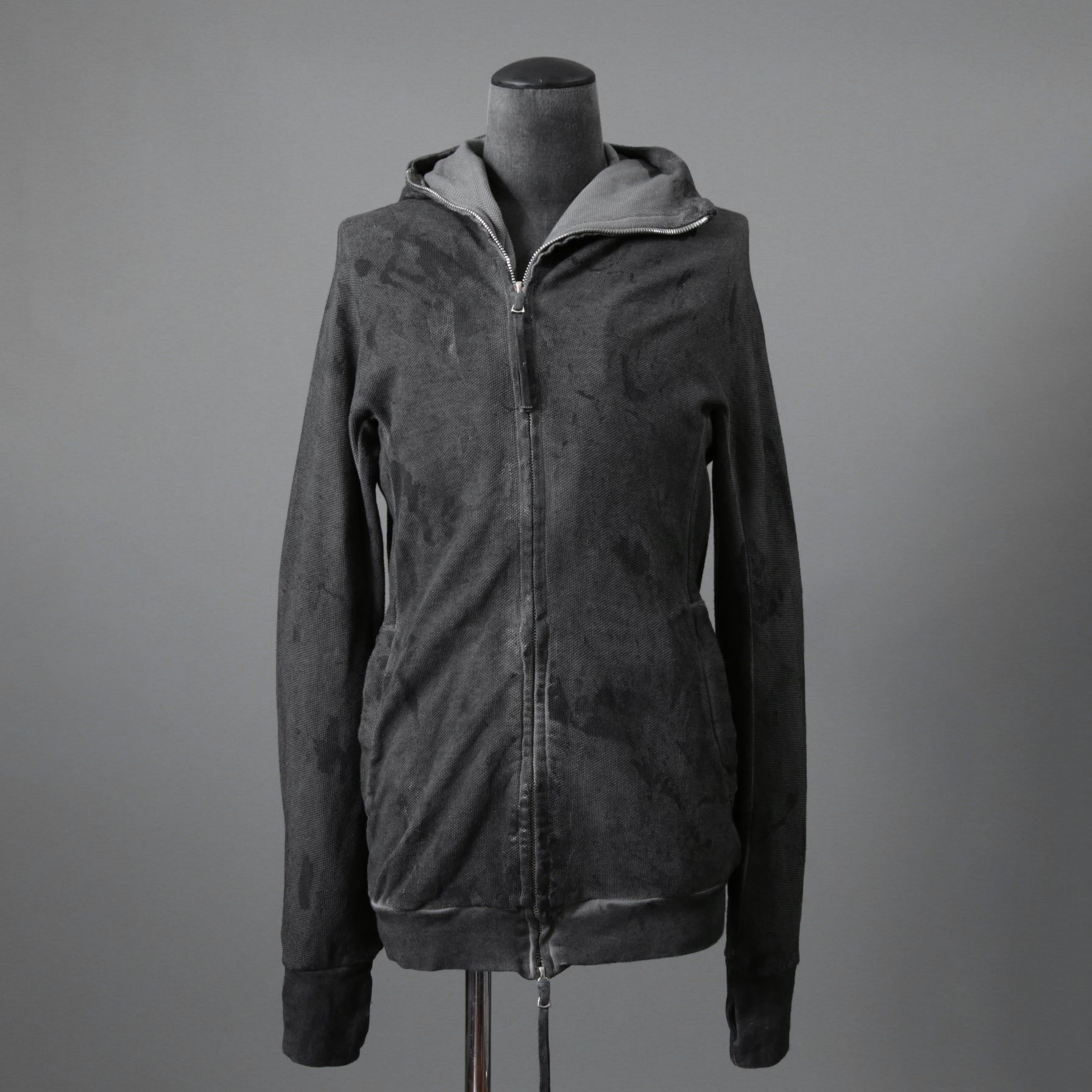 BORIS BIDJAN SABERI ボリスビジャンサベリ / 16SS ZIPPER2 OBJECT DYED / F0503M / ヴィニール コーティング パーカー / size S (DARK GRAY)