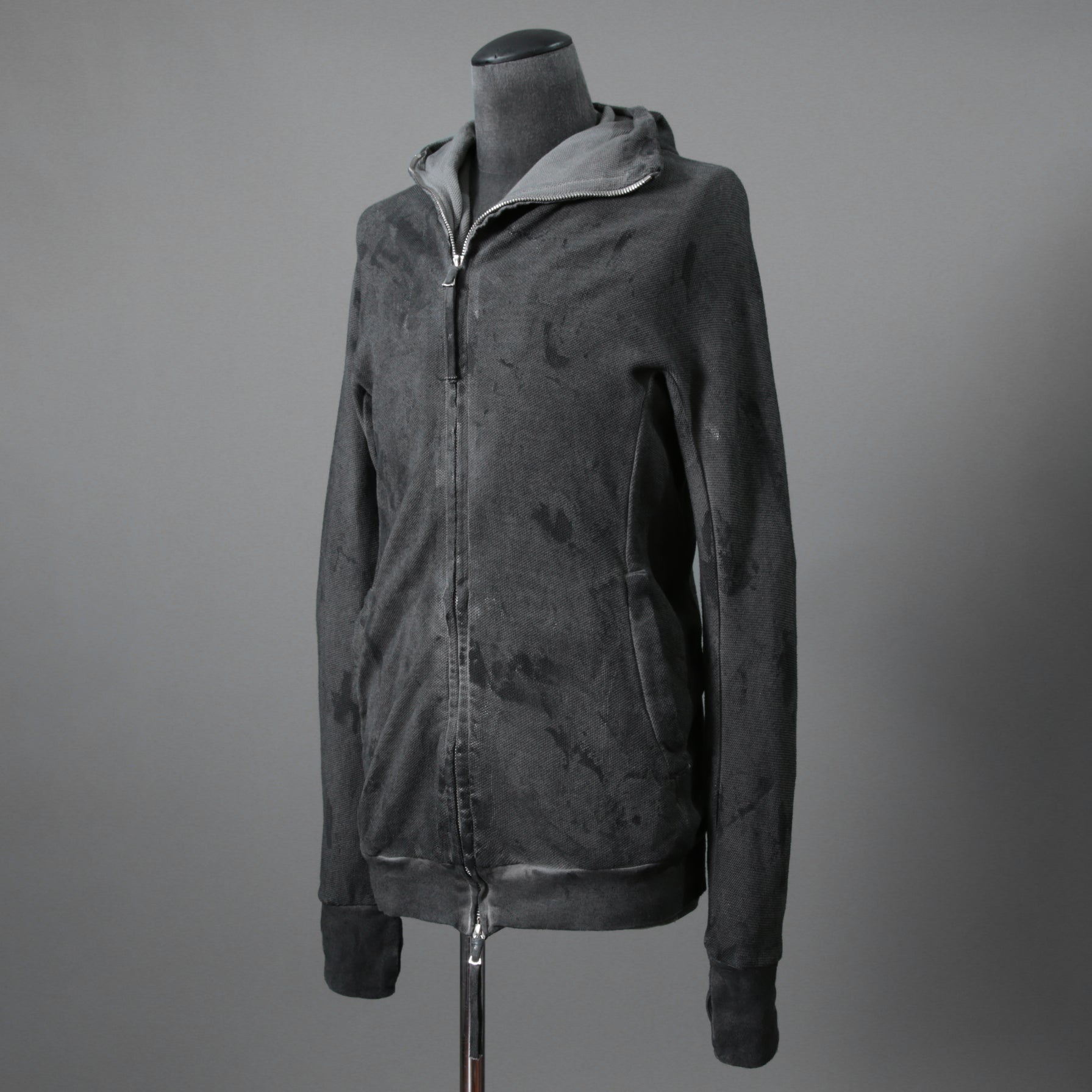 BORIS BIDJAN SABERI ボリスビジャンサベリ / 16SS ZIPPER2 OBJECT DYED / F0503M / ヴィニール コーティング パーカー / size S (DARK GRAY)
