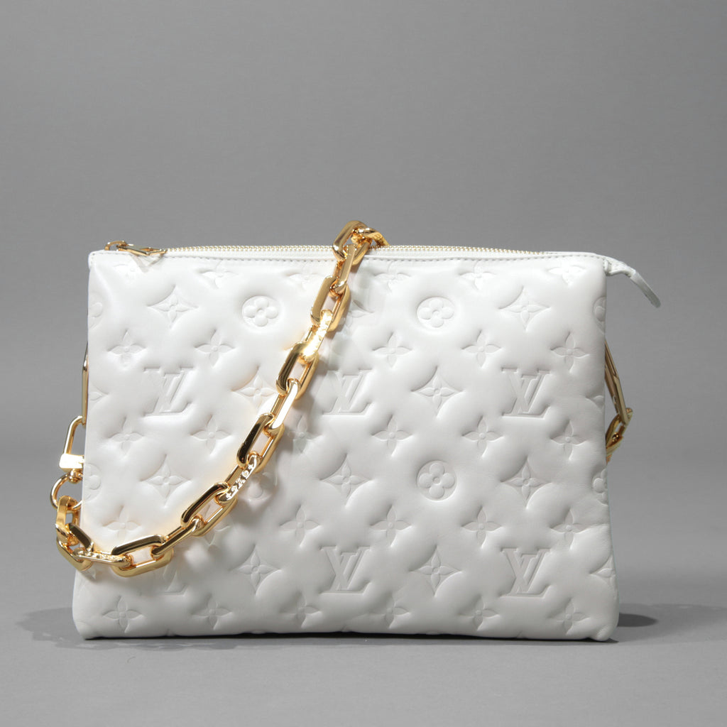 Louis Vuitton ルイヴィトン / 美品 クッサン PM / M21769 / WHITE 白 レザー ショルダーバッグ モノグラム