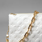 Louis Vuitton ルイヴィトン / 美品 クッサン PM / M21769 / WHITE 白 レザー ショルダーバッグ モノグラム