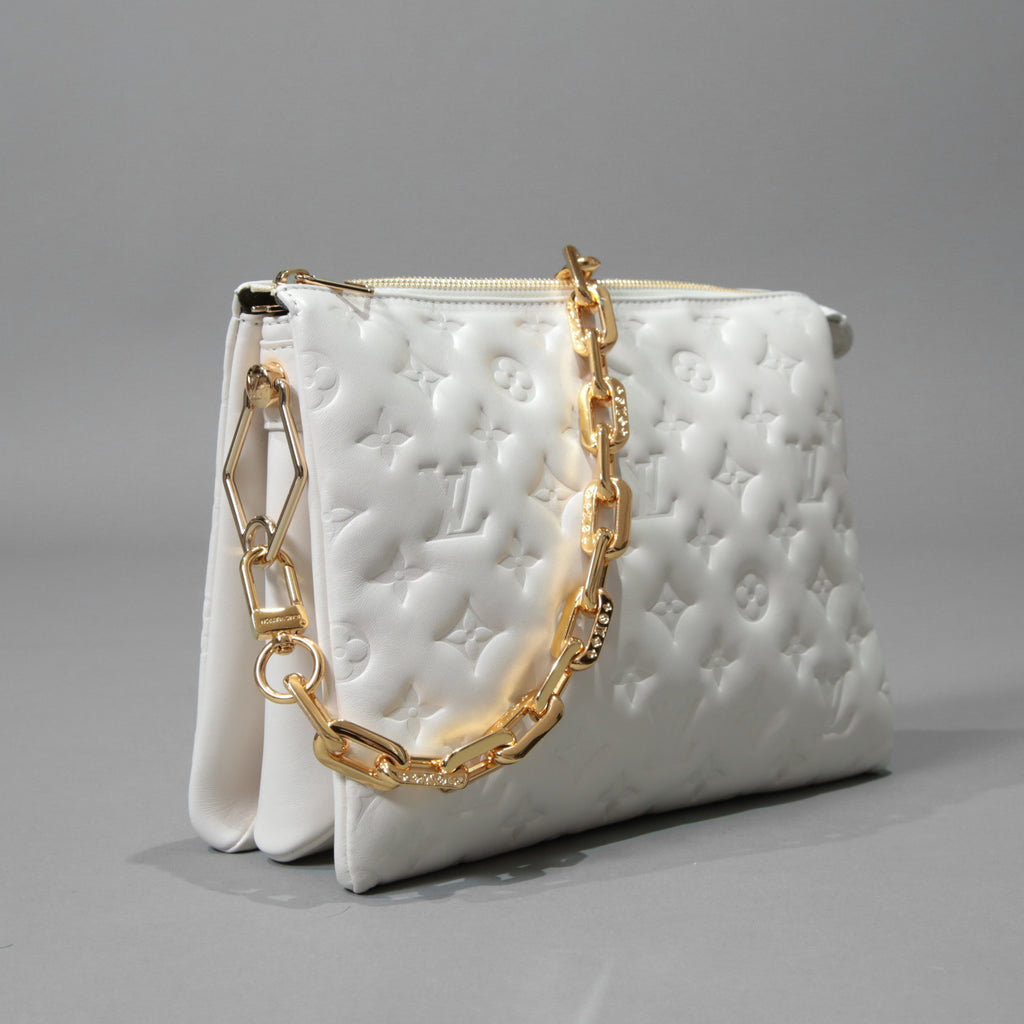 Louis Vuitton ルイヴィトン / 美品 クッサン PM / M21769 / WHITE 白 レザー ショルダーバッグ モノグラム