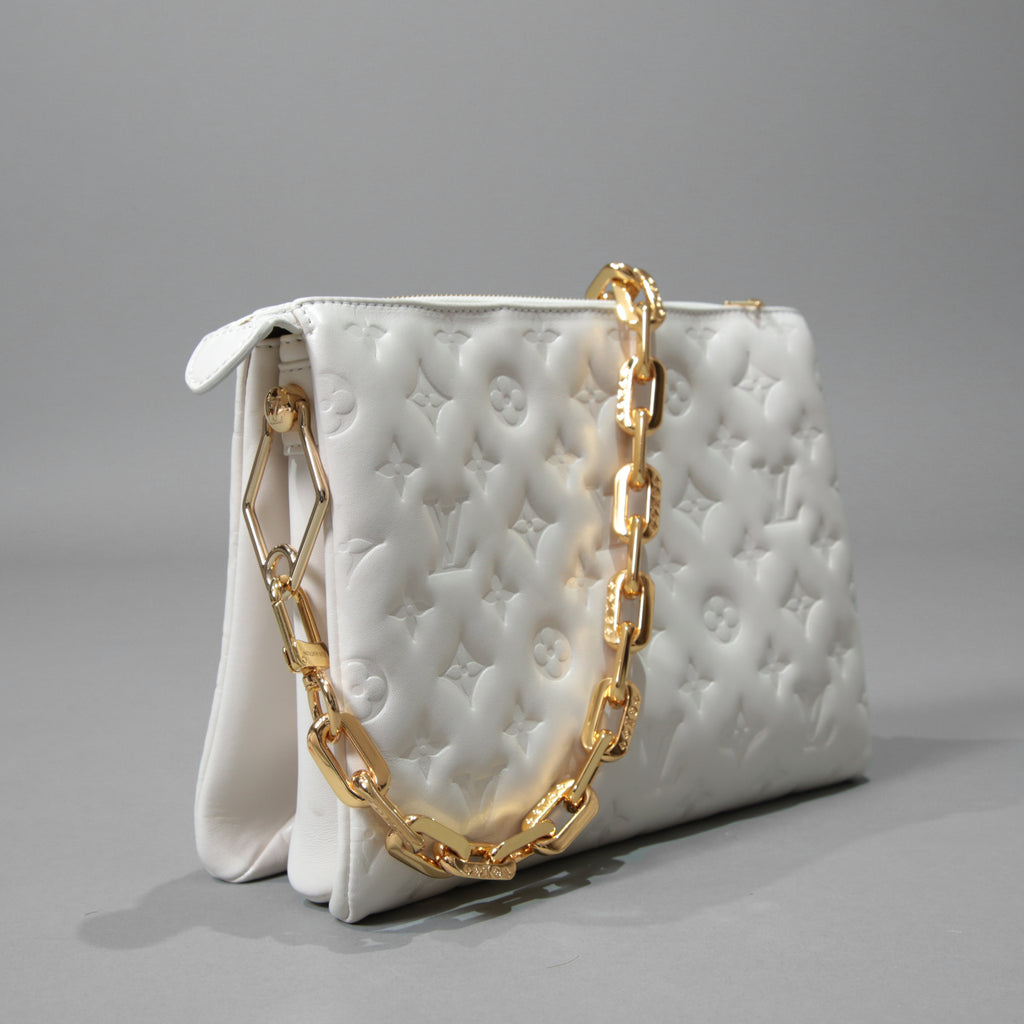 Louis Vuitton ルイヴィトン / 美品 クッサン PM / M21769 / WHITE 白 レザー ショルダーバッグ モノグラム