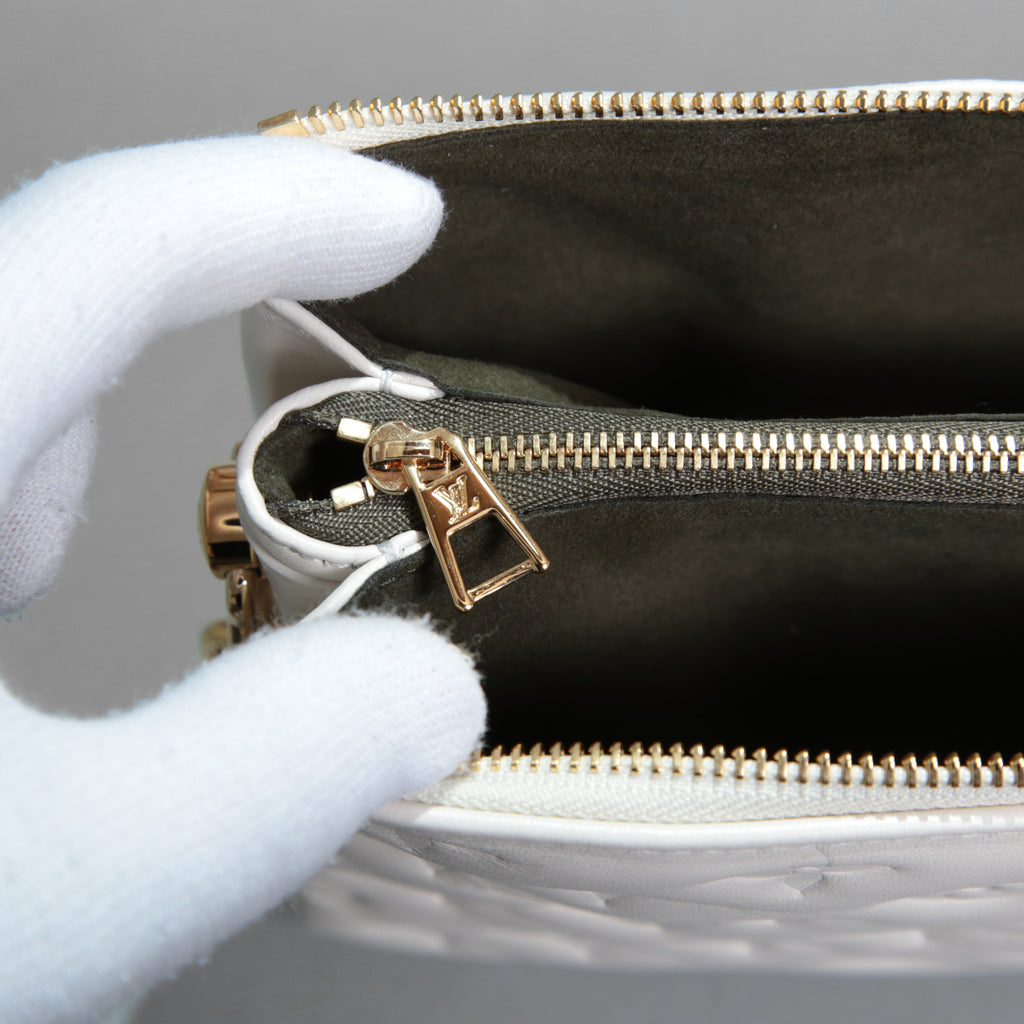 Louis Vuitton ルイヴィトン / 美品 クッサン PM / M21769 / WHITE 白 レザー ショルダーバッグ モノグラム