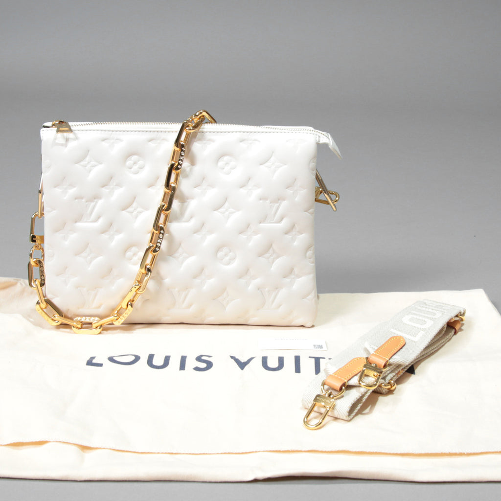 Louis Vuitton ルイヴィトン / 美品 クッサン PM / M21769 / WHITE 白 レザー ショルダーバッグ モノグラム