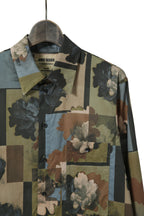 極美品 UMA WANG ユマワン / 2024AW Tab Shirt / UM1503 / 総柄 レギュラーカラー シャツ / size S (ARMY GREEN)