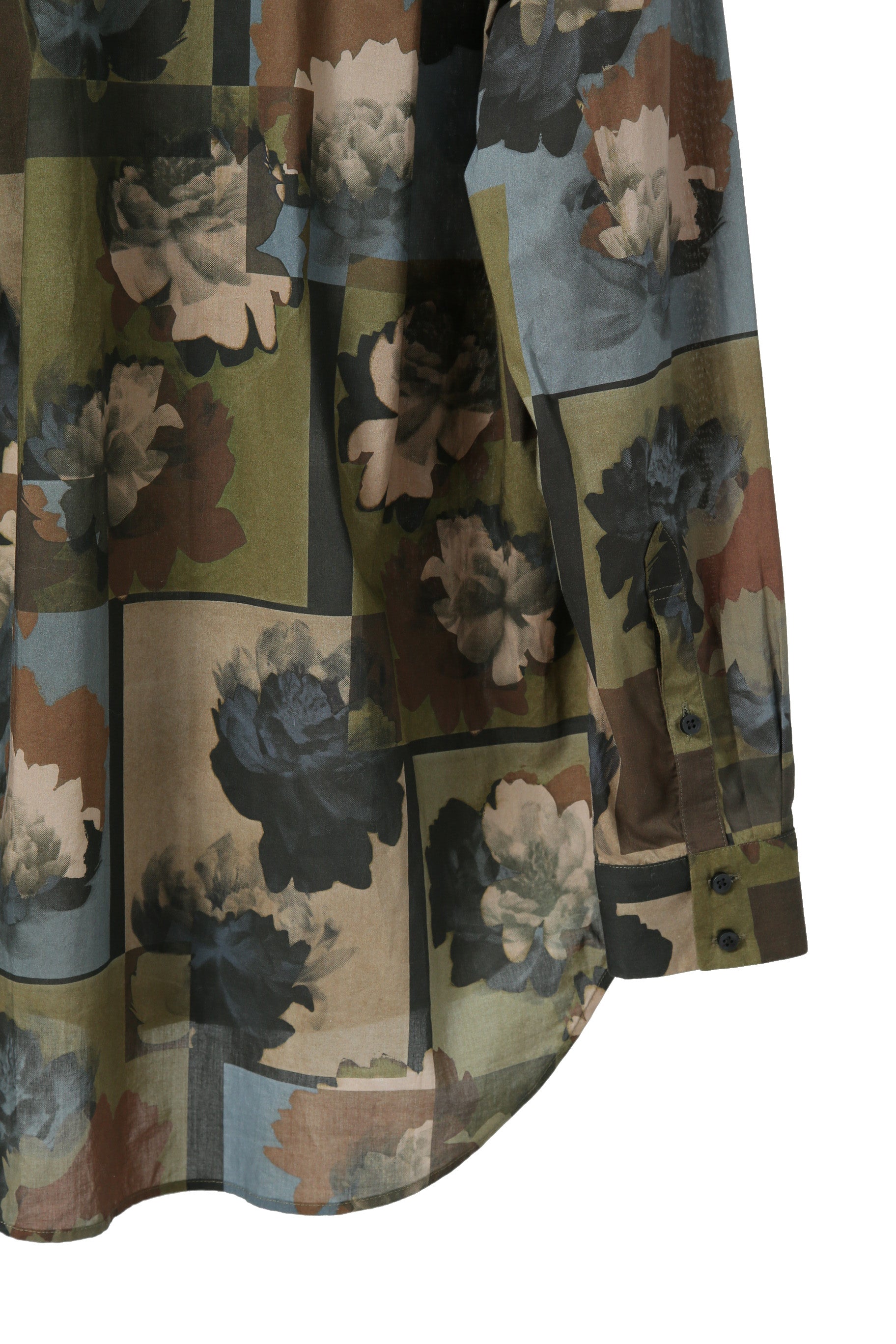 極美品 UMA WANG ユマワン / 2024AW Tab Shirt / UM1503 / 総柄 レギュラーカラー シャツ / size S (ARMY GREEN)